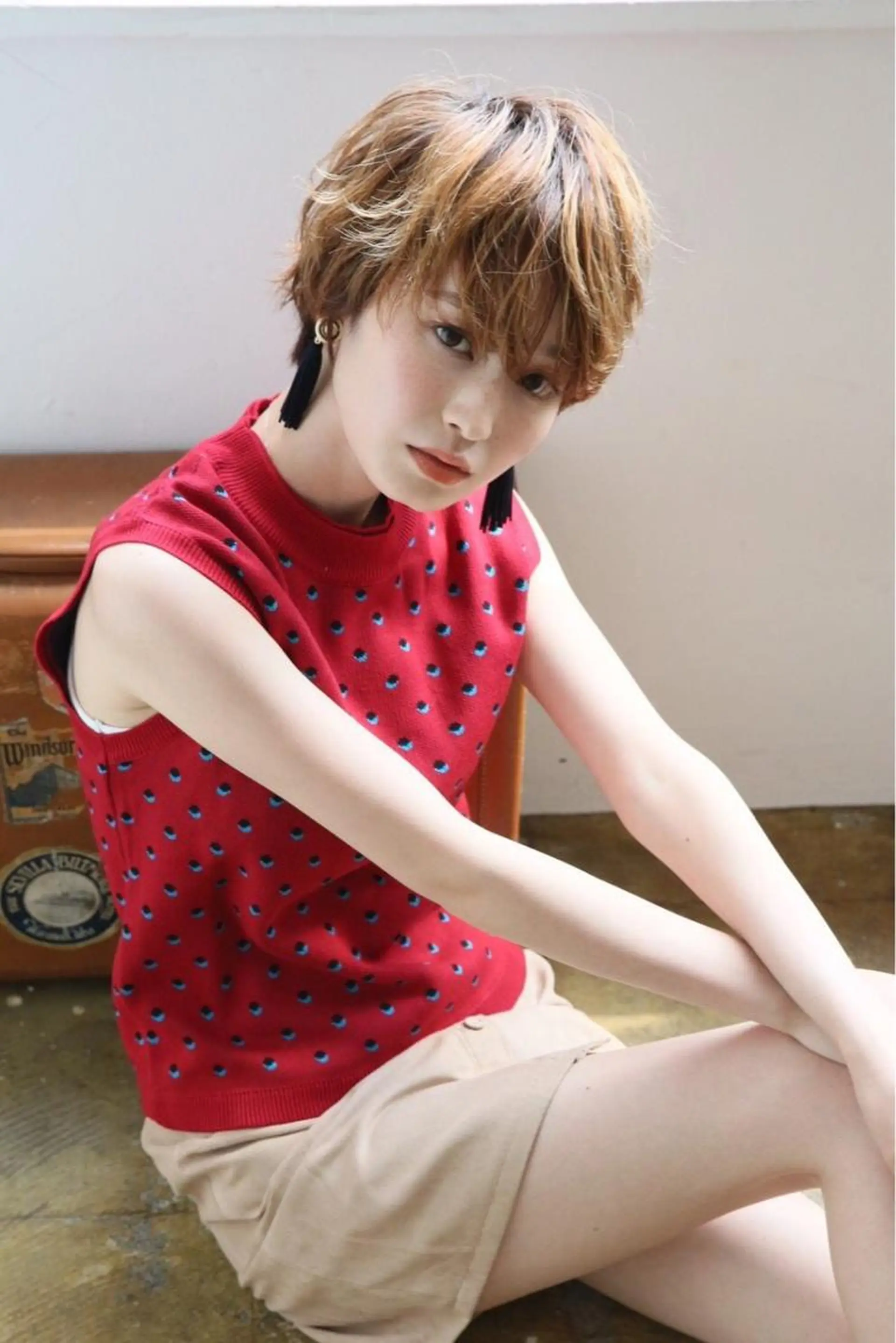 ショート カラー ヘアアレンジ due hair 京都駅前店 MILBON オージュア認定サロン【デューヘアー】所属・ハイトーンブリーチ 土坂　由志【京都】のヘアスタイル