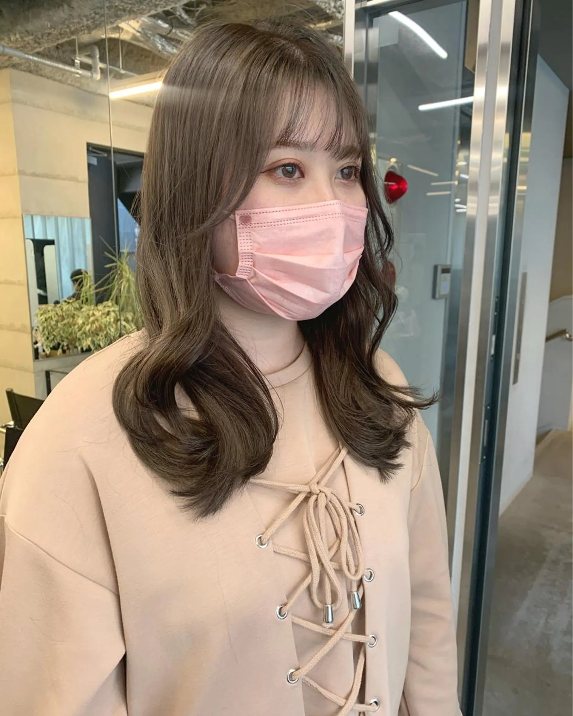 ミディアム カラー 透明感/オリーブ/ グレージュ/YUKAのヘアスタイル