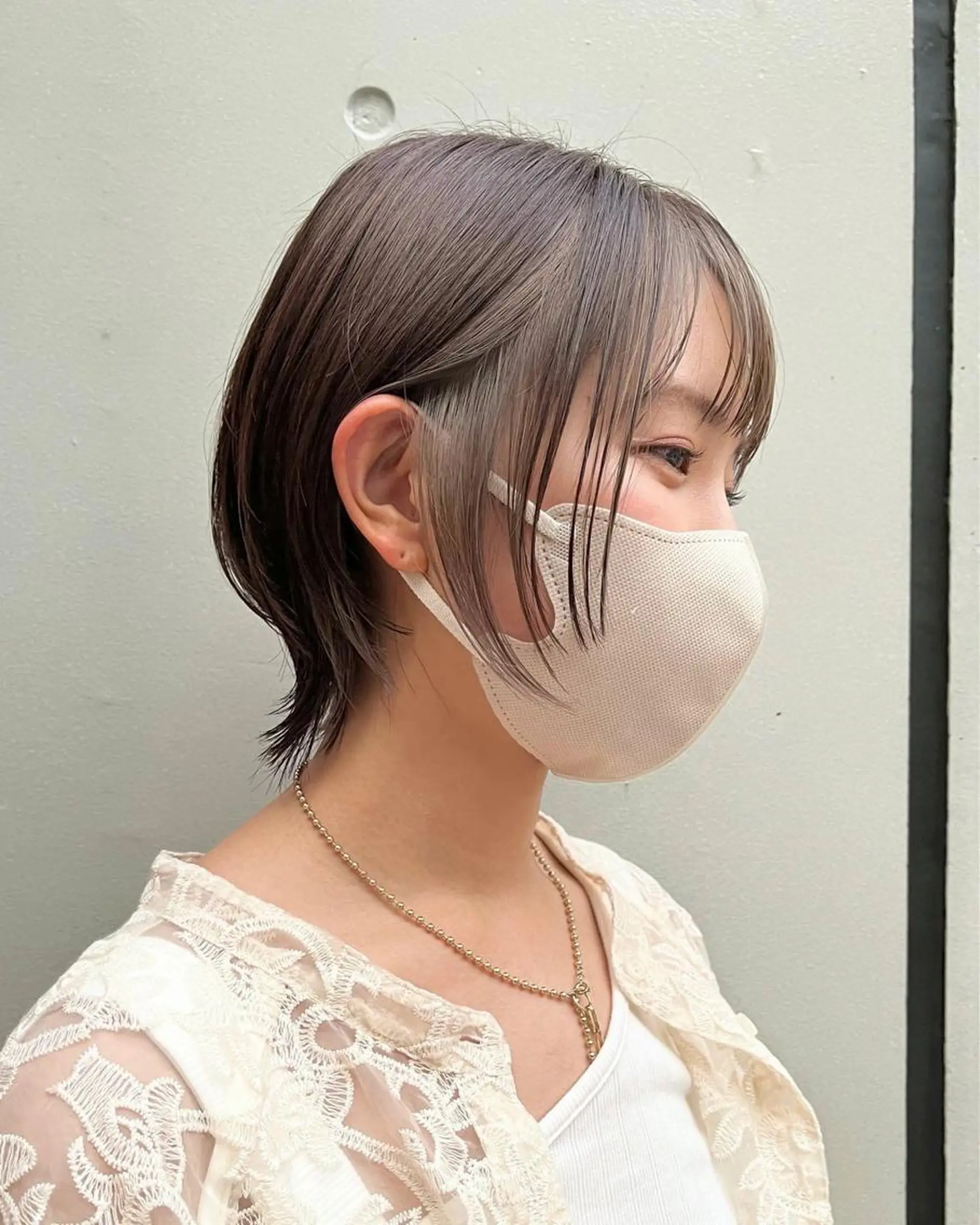 ショート カラー ミストバング  フェイスフレーミング グレージュ ミルクティーグレージュ ショートヘア 髪質改善カラー☆ ヘアアレンジmiyuのヘアスタイル