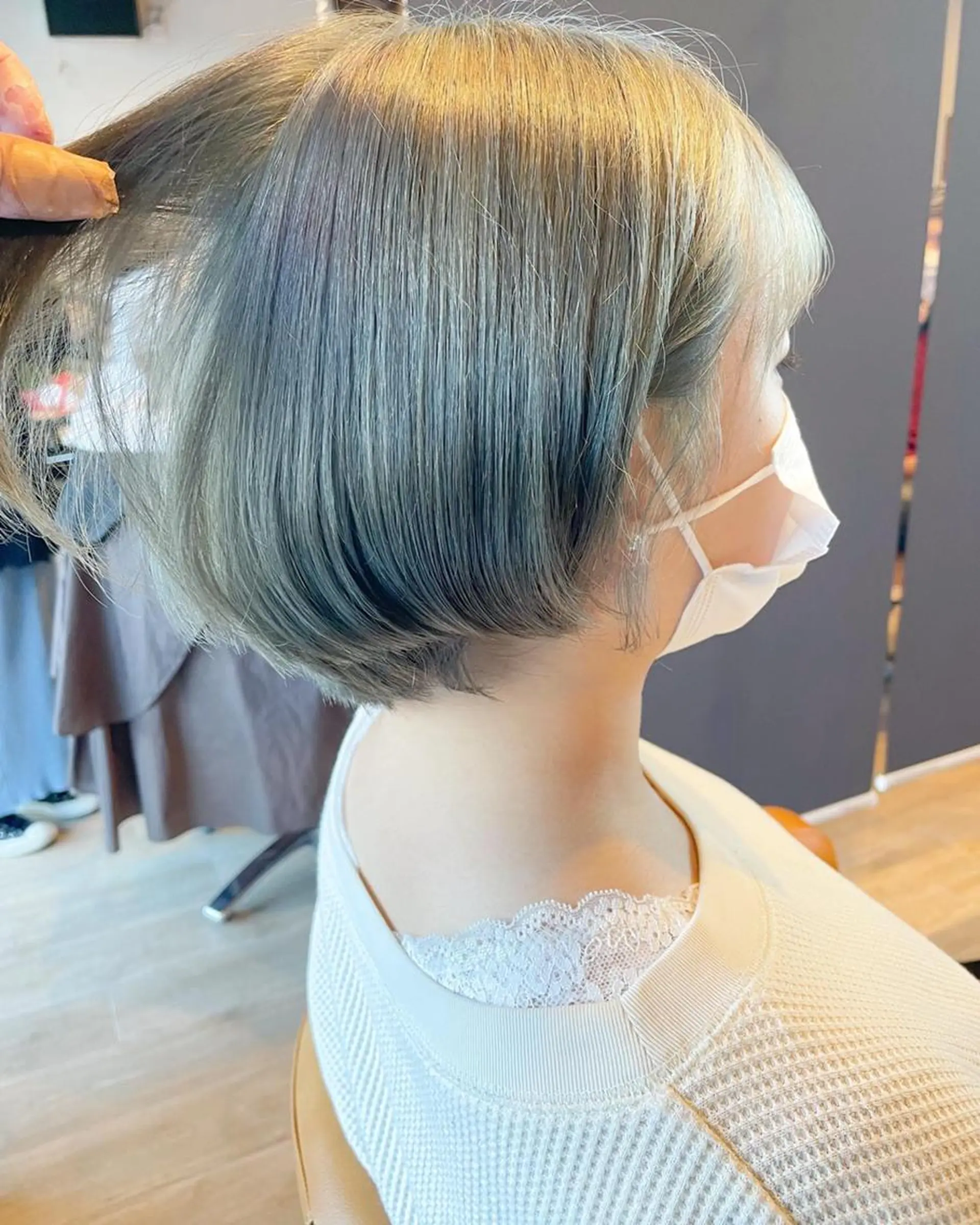 ミディアム カラー パーマ ベージュカラー ブリーチ 透明感カラー ハイトーンカラー ブリーチなしカラー 髪質改善/ブリーチ 田代 龍我のヘアスタイル