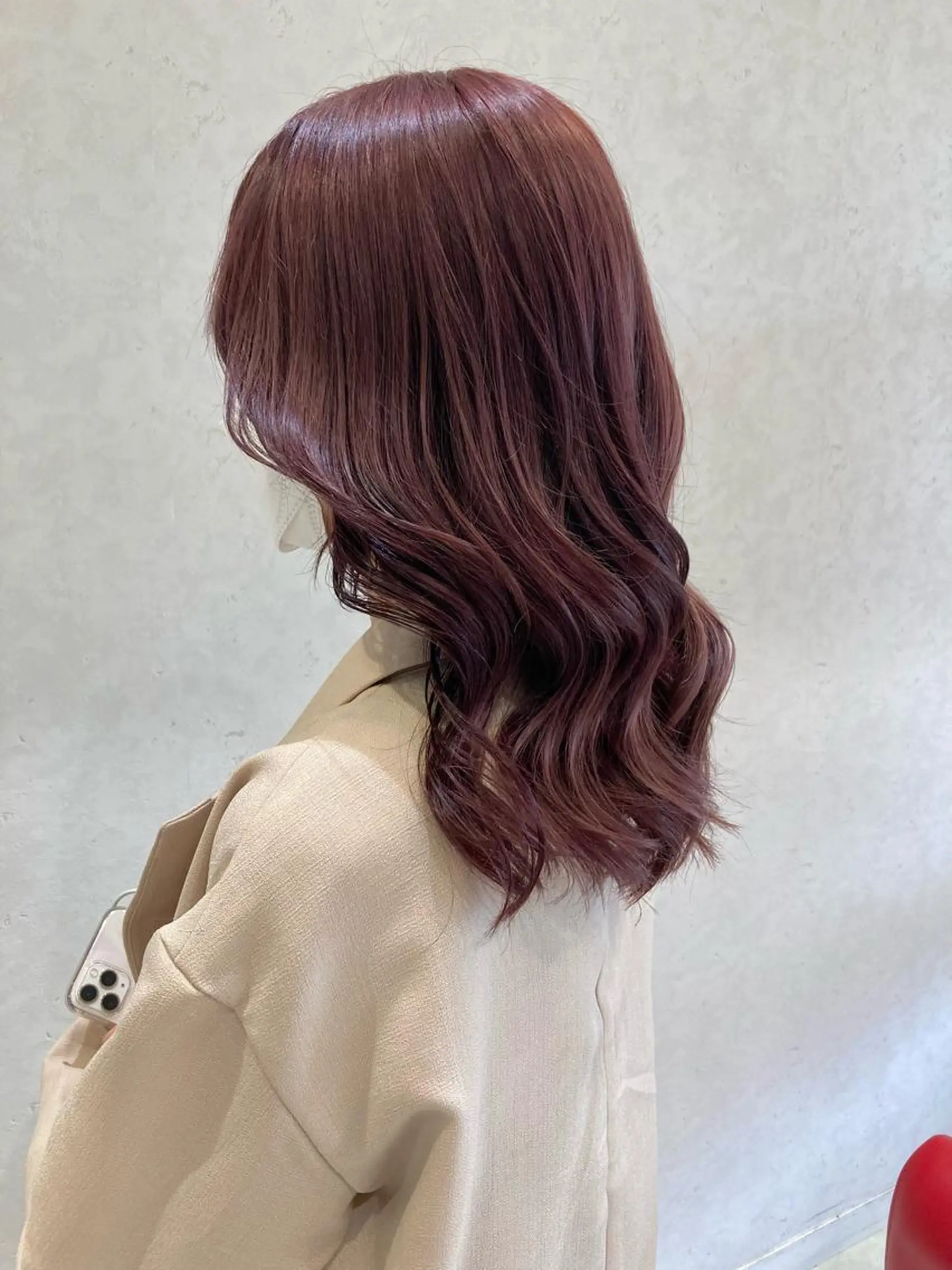 ミディアム カラー ピンクカラー ローズカラー nono/パーマ /顔まわりカット🐈のヘアスタイル