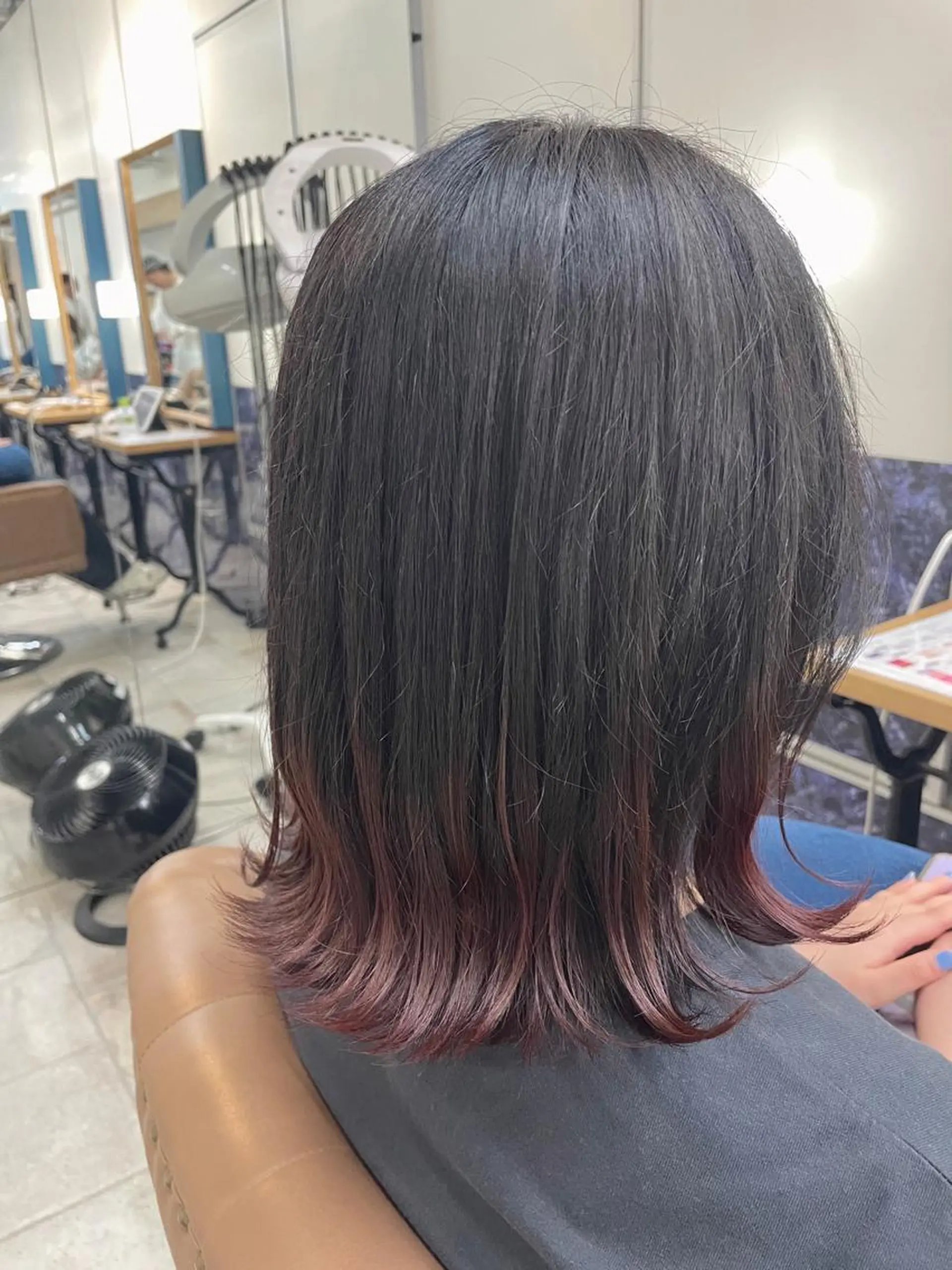 ミディアム カラー ブリーチ ブリーチなしカラー ピンクカラー ヘアカラー トリートメント 🍒新家 さくら🍒のヘアスタイル