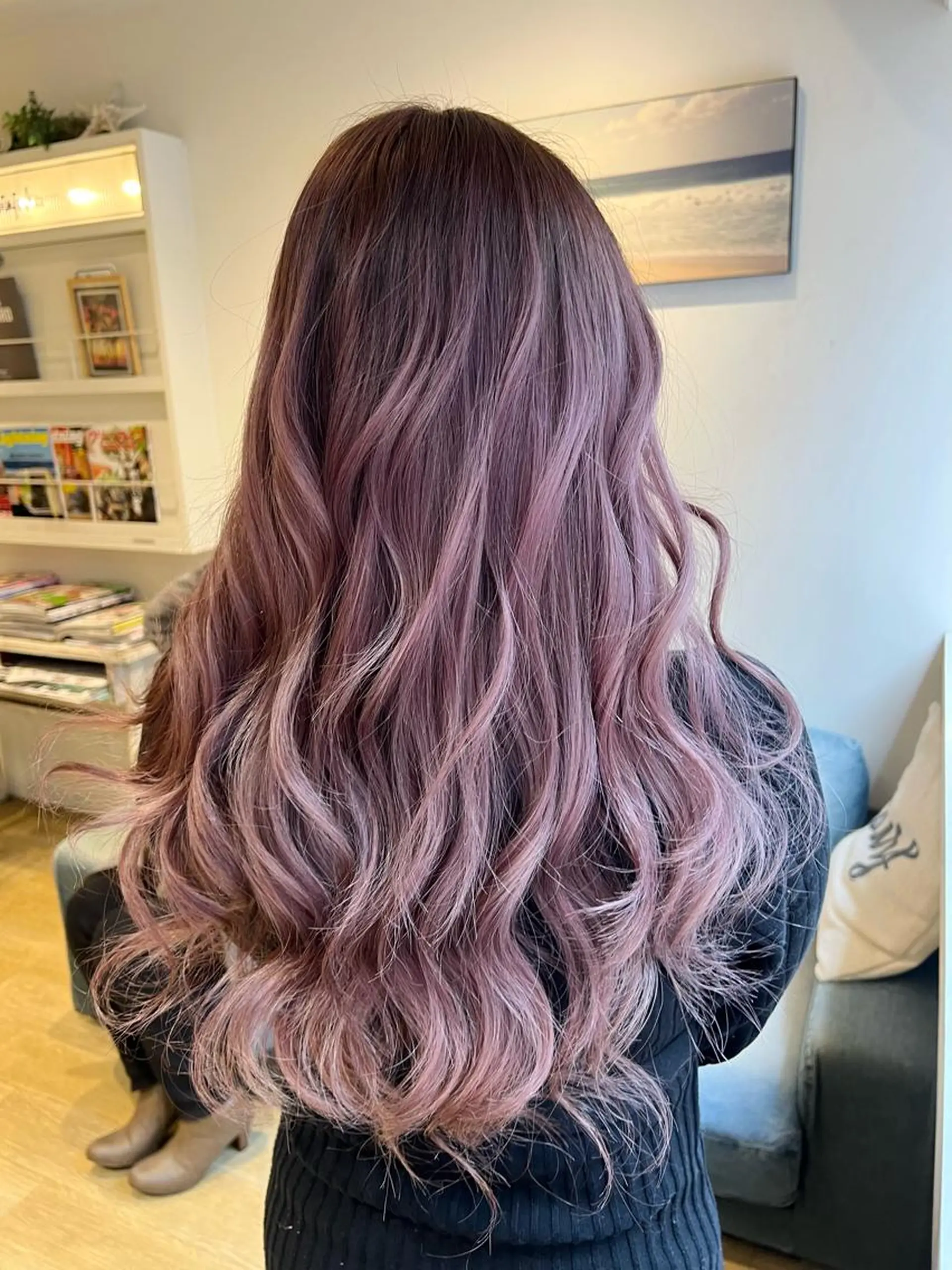ロング ピンクラベンダー ヘアカラー トリートメント 渋谷ハイトーン/ デザインカラー阿部のヘアスタイル