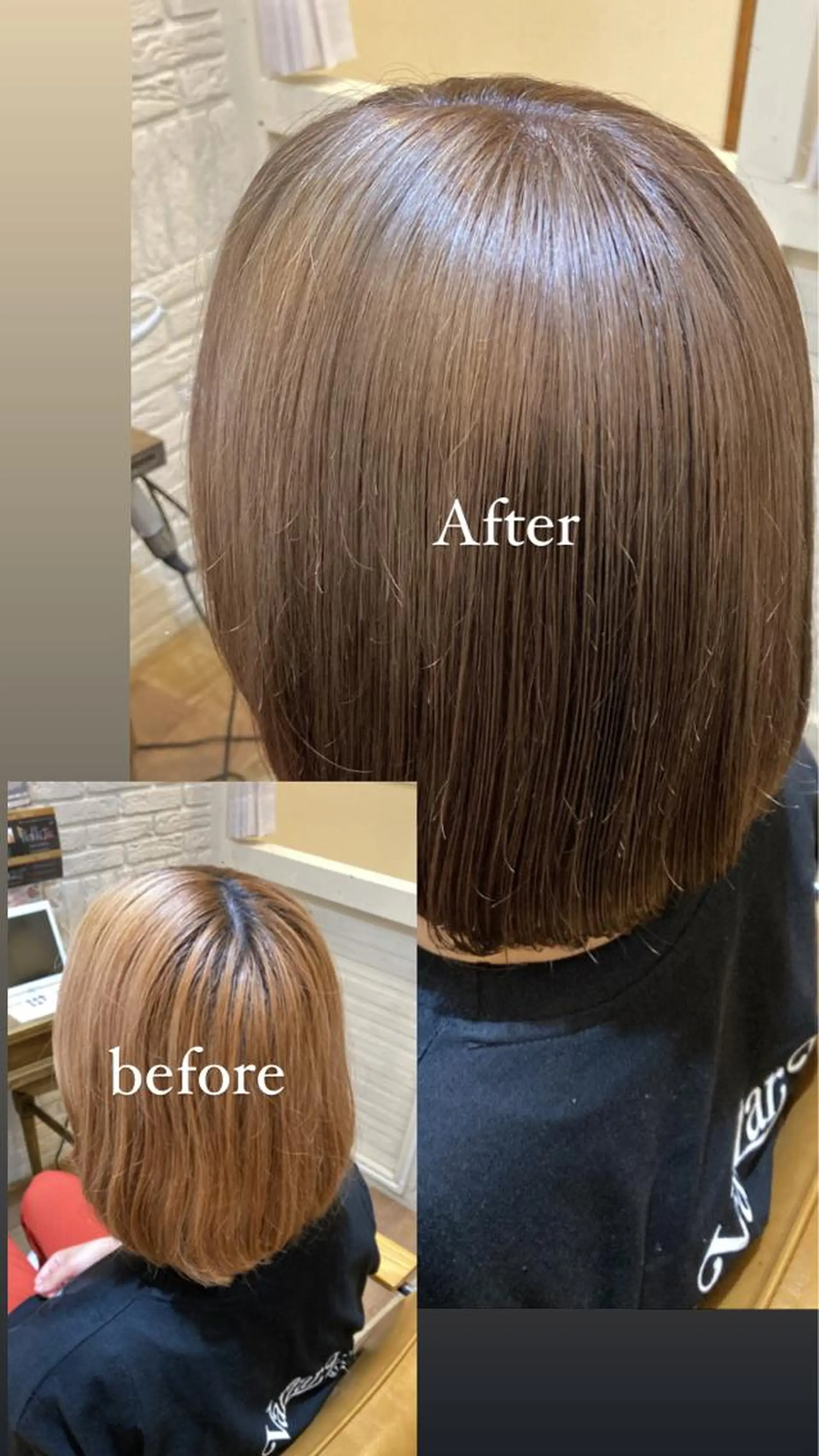 ミディアム カラー ブリーチ グレージュ トリートメント 透明感カラー/韓国風 /髪質改善/ゴトウのヘアスタイル