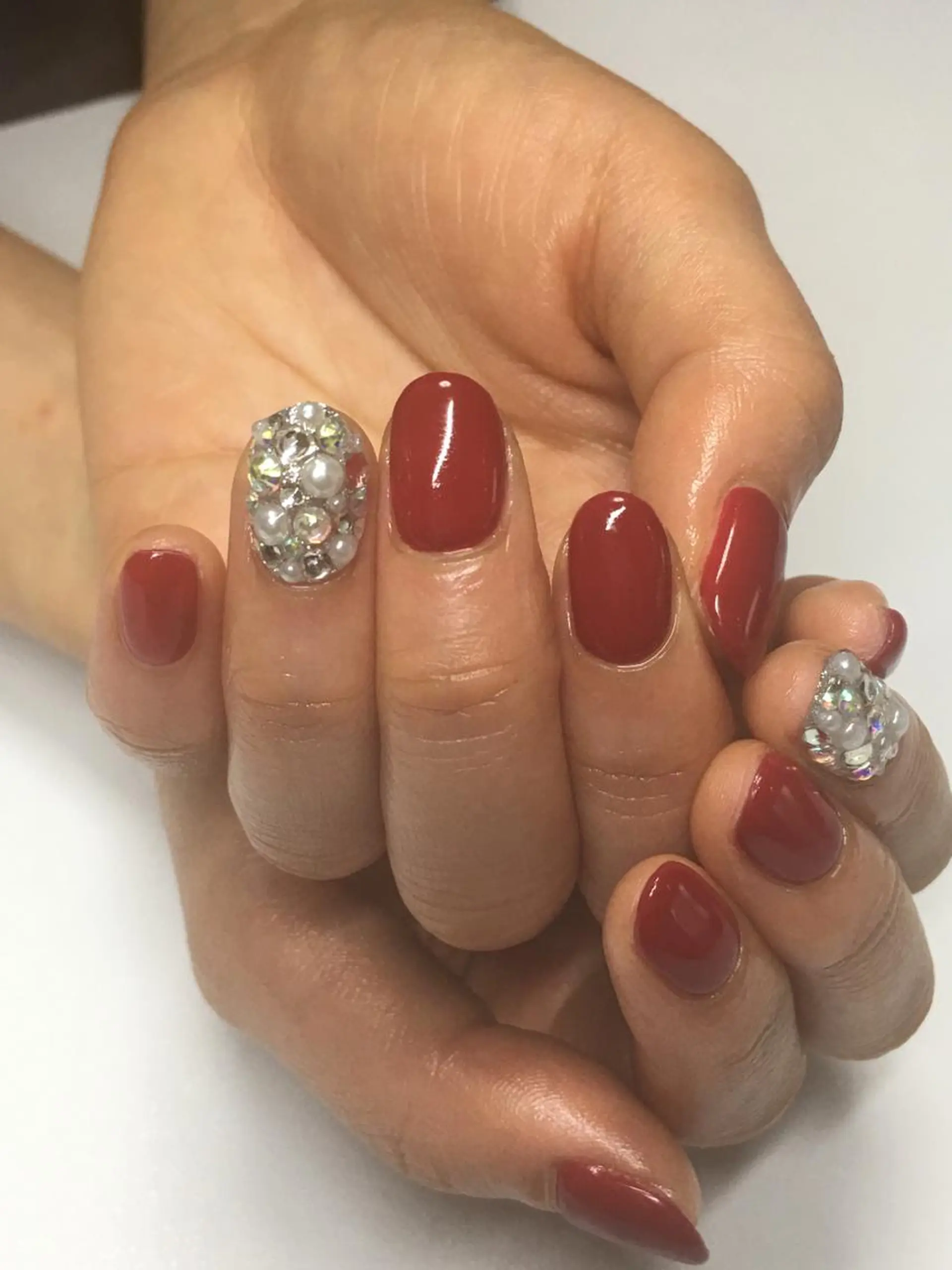 ネイル ワンカラーネイル 赤色 glow_ nailのネイルデザイン