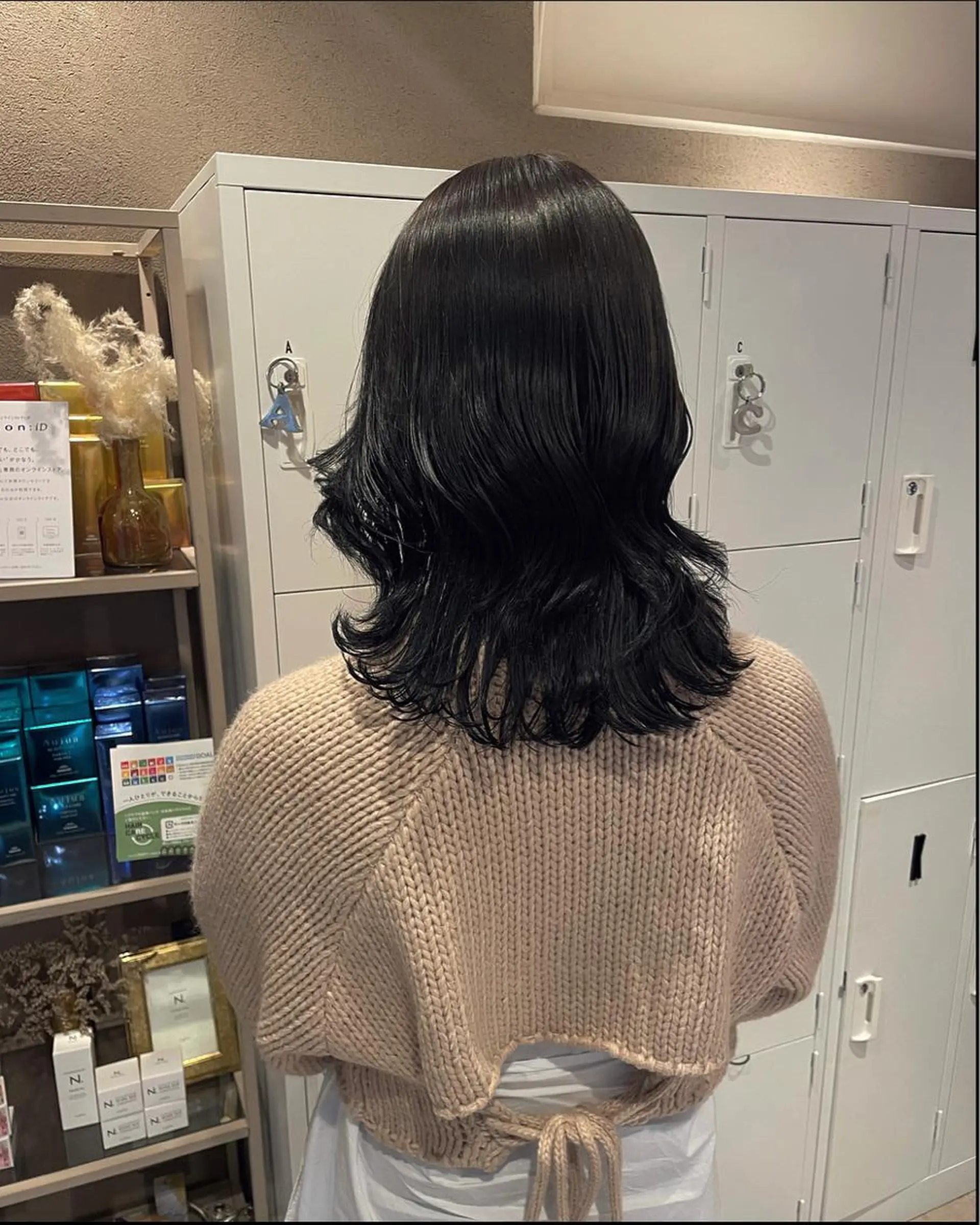 ミディアム カラー 黒髪 ブルーカラー ブルーブラック 沖縄/ヘアアレンジ /ナカノのヘアスタイル