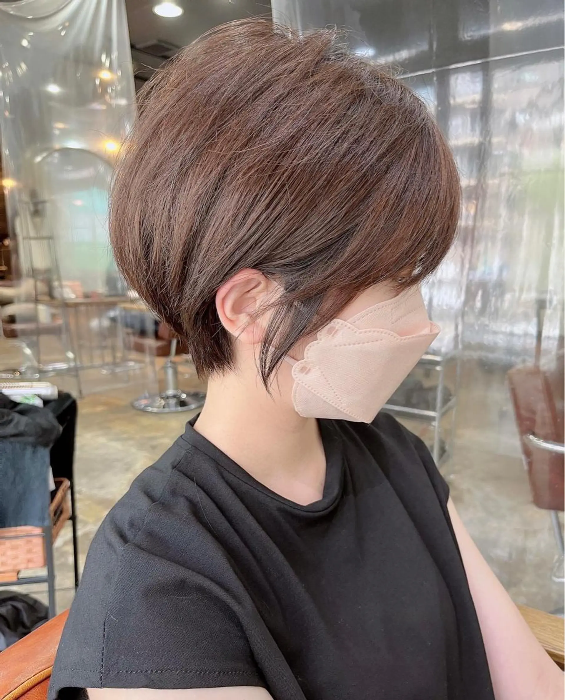 ショート カラー パーマ ヘアアレンジ キッズ ショートボブ 丸みショート ボブ 学生 ショートヘア 髪質改善✨ハツメイ オグ✂️のヘアスタイル