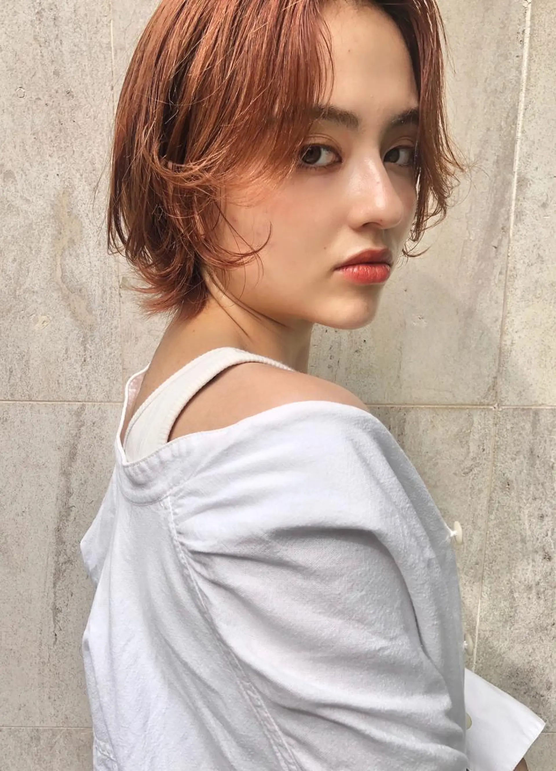 ショート カラー ヘアアレンジ ベージュカラー ブリーチ オレンジ オレンジベージュ カット ヘアカラー トリートメント 透明感カラー× レイヤーカット✨高梨のヘアスタイル
