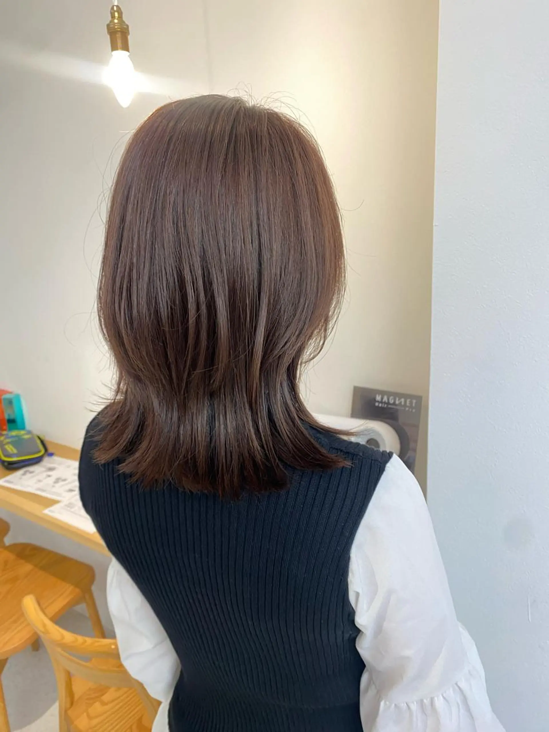 ミディアム カラー カット ヘアカラー トリートメント 安永 涼のヘアスタイル