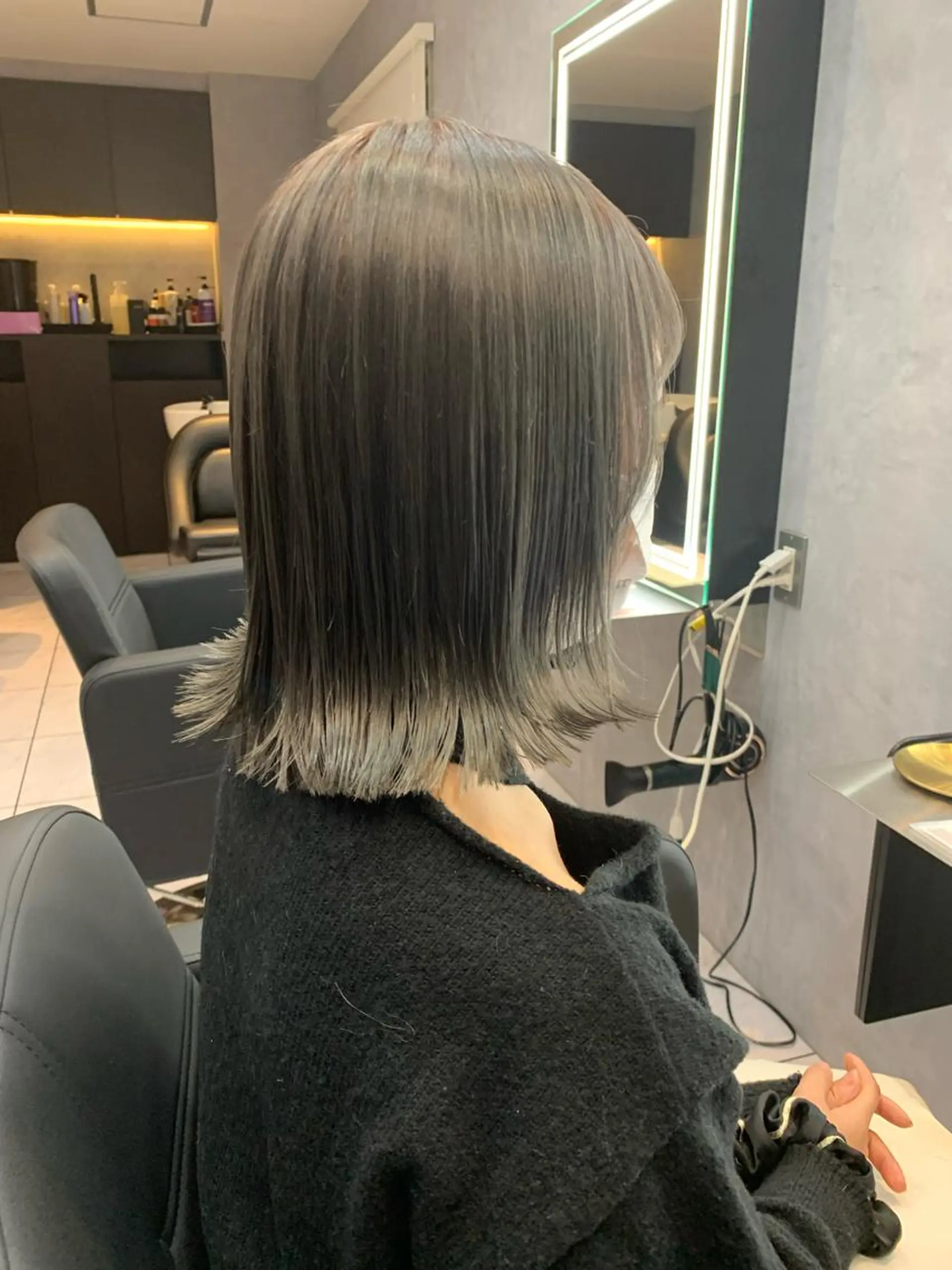 ミディアム カラー 透明感/ブリーチ縮毛 /髪質改善/星野純一のヘアスタイル