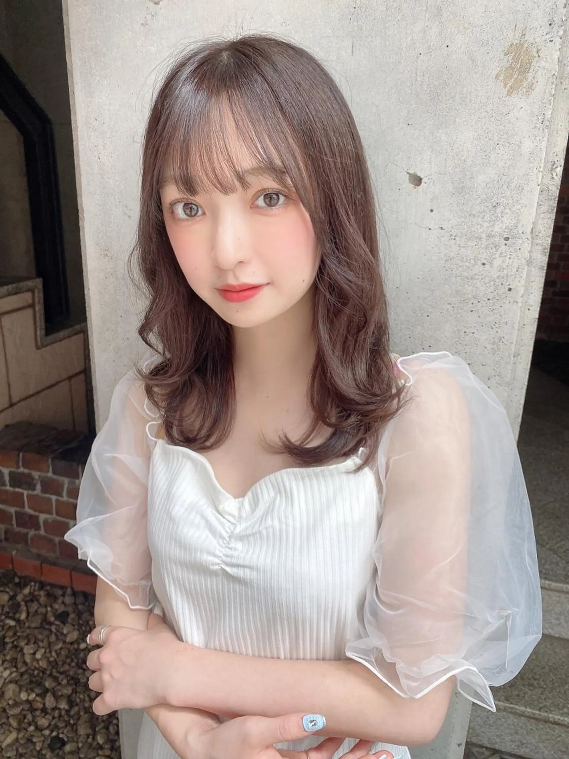 ミディアム カット ヘアカラー 縮毛矯正 トリートメント ほさか しんごのヘアスタイル