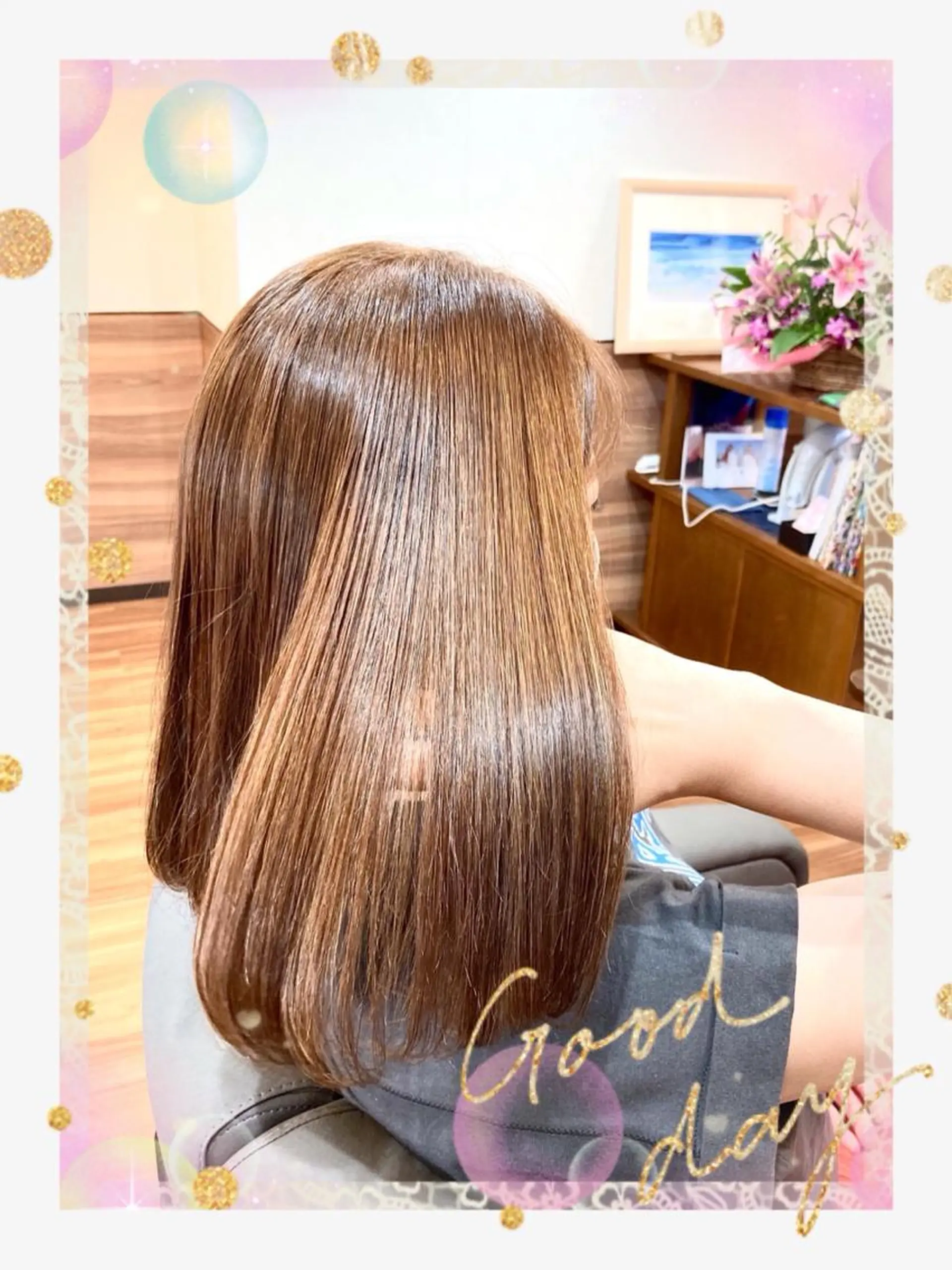 セミロング カラー ハイトーンカラー 縮毛矯正 Annon プライベートサロンのヘアスタイル