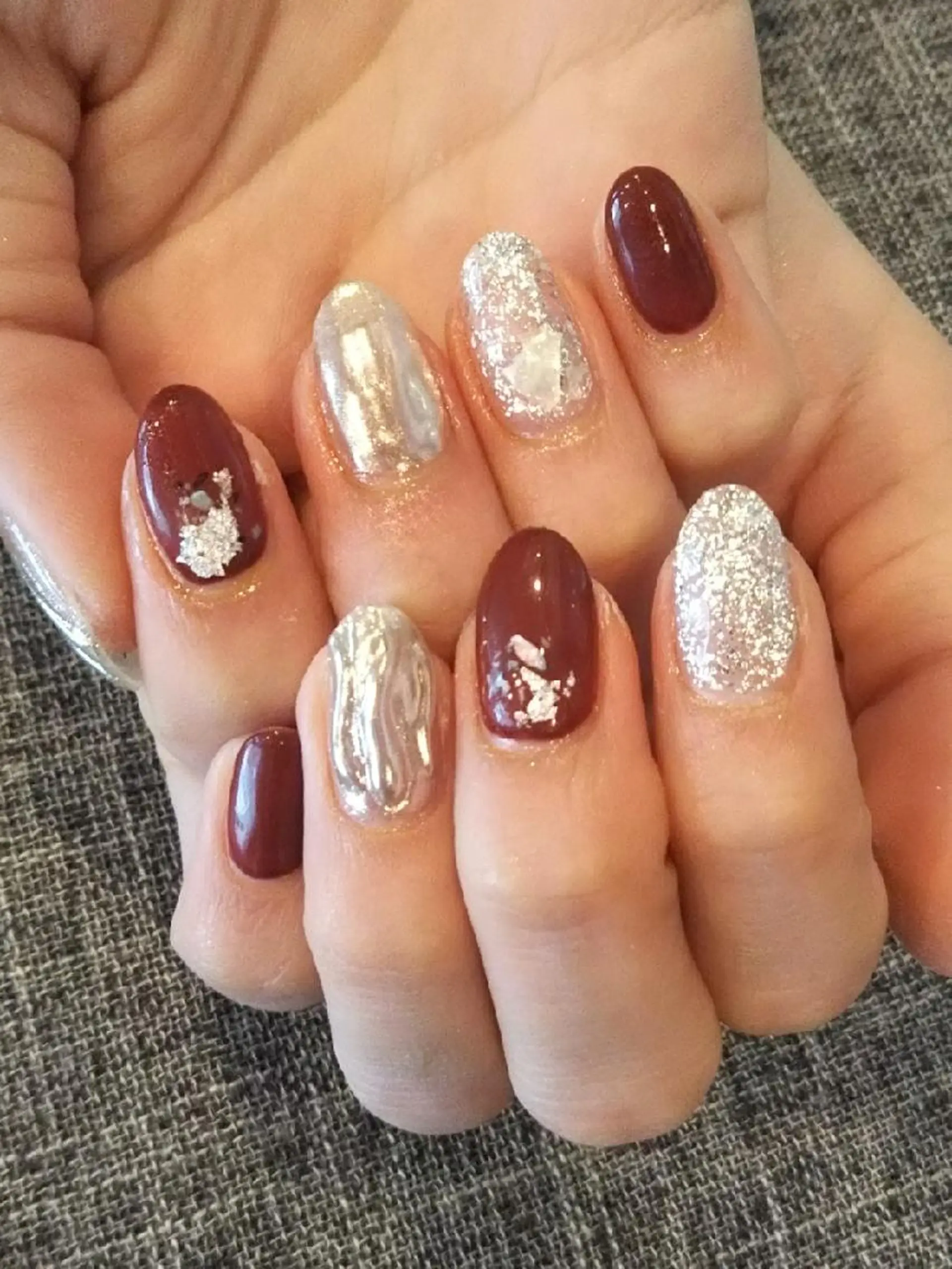 ネイル ボルドー ニュアンスネイル ハンドネイル private salon mieのネイルデザイン