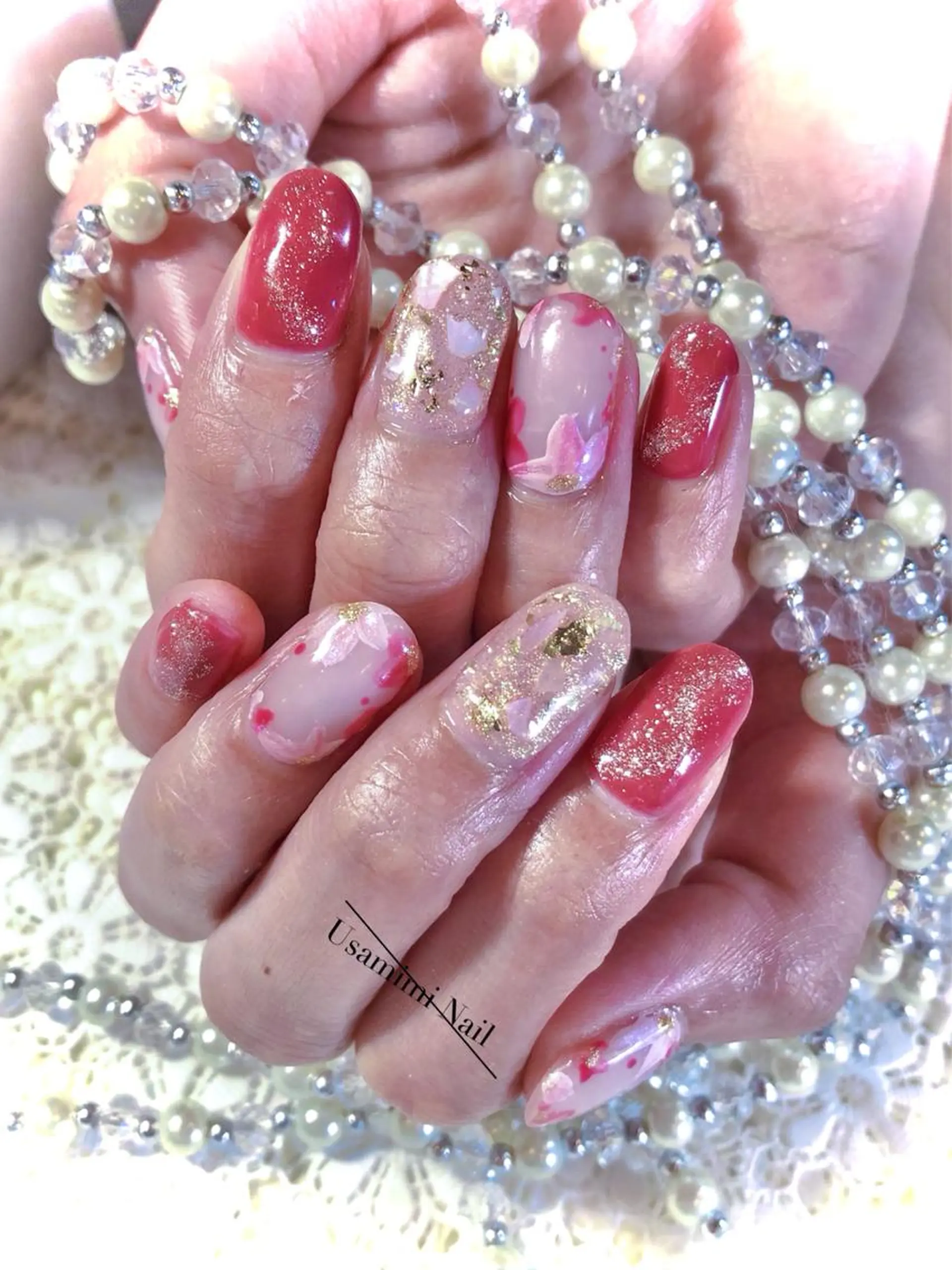 ミディアム ネイル ハンドネイル USAMiMi 🐰💕のネイルデザイン