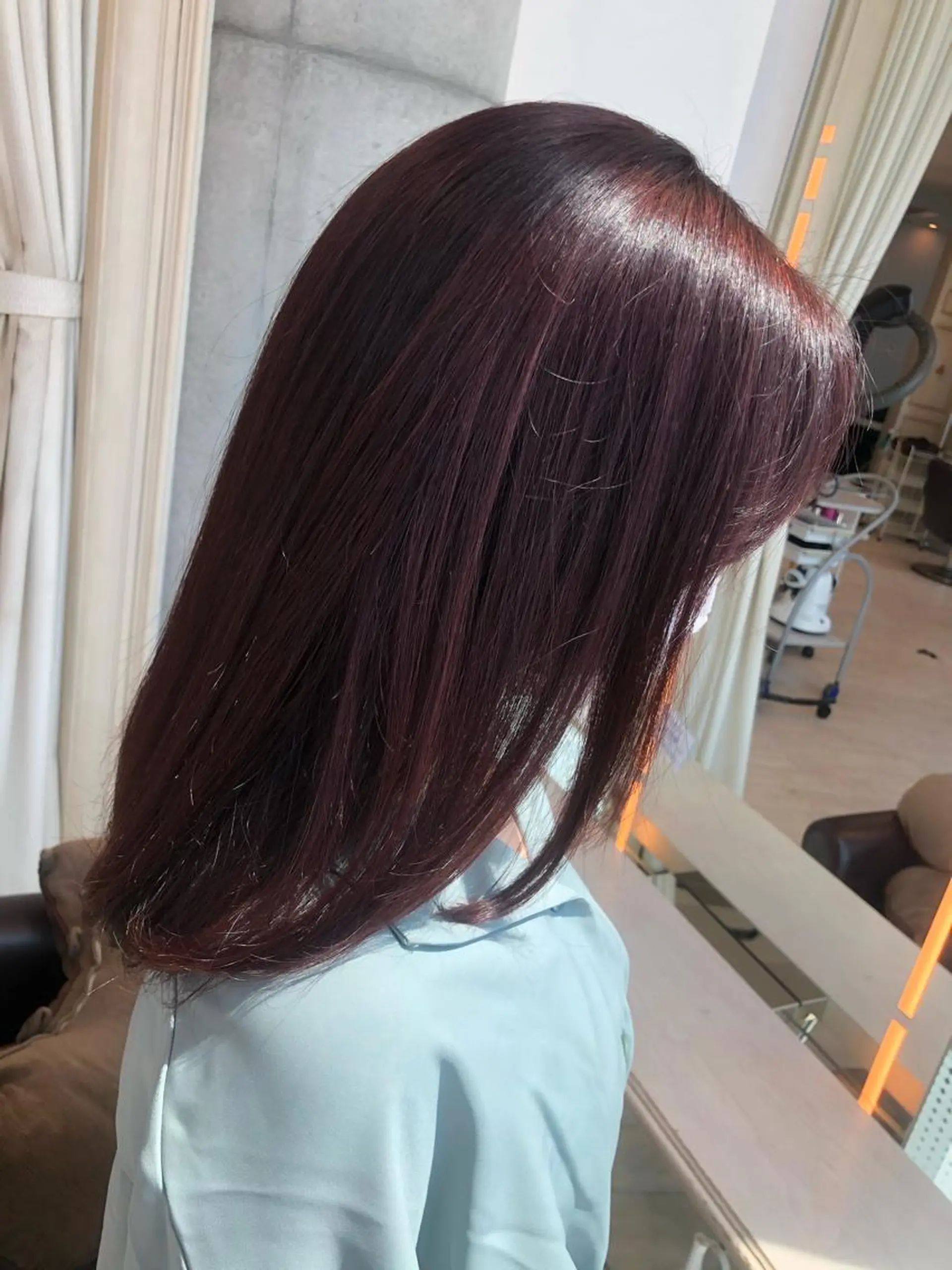 セミロング カラー カシス ピンクカラー カット ヘアカラー トリートメント シールエクステ/ 髪質改善💐yuuのヘアスタイル