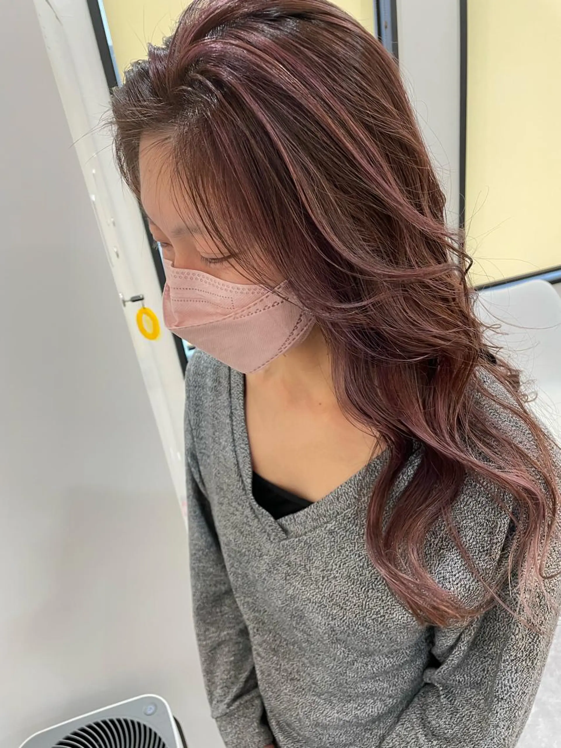 ロング ショートボブ 韓国風カラー ボブ ハイライト 髪質改善 ヘアカラー トリートメント hair terra ce M奈良店のヘアスタイル