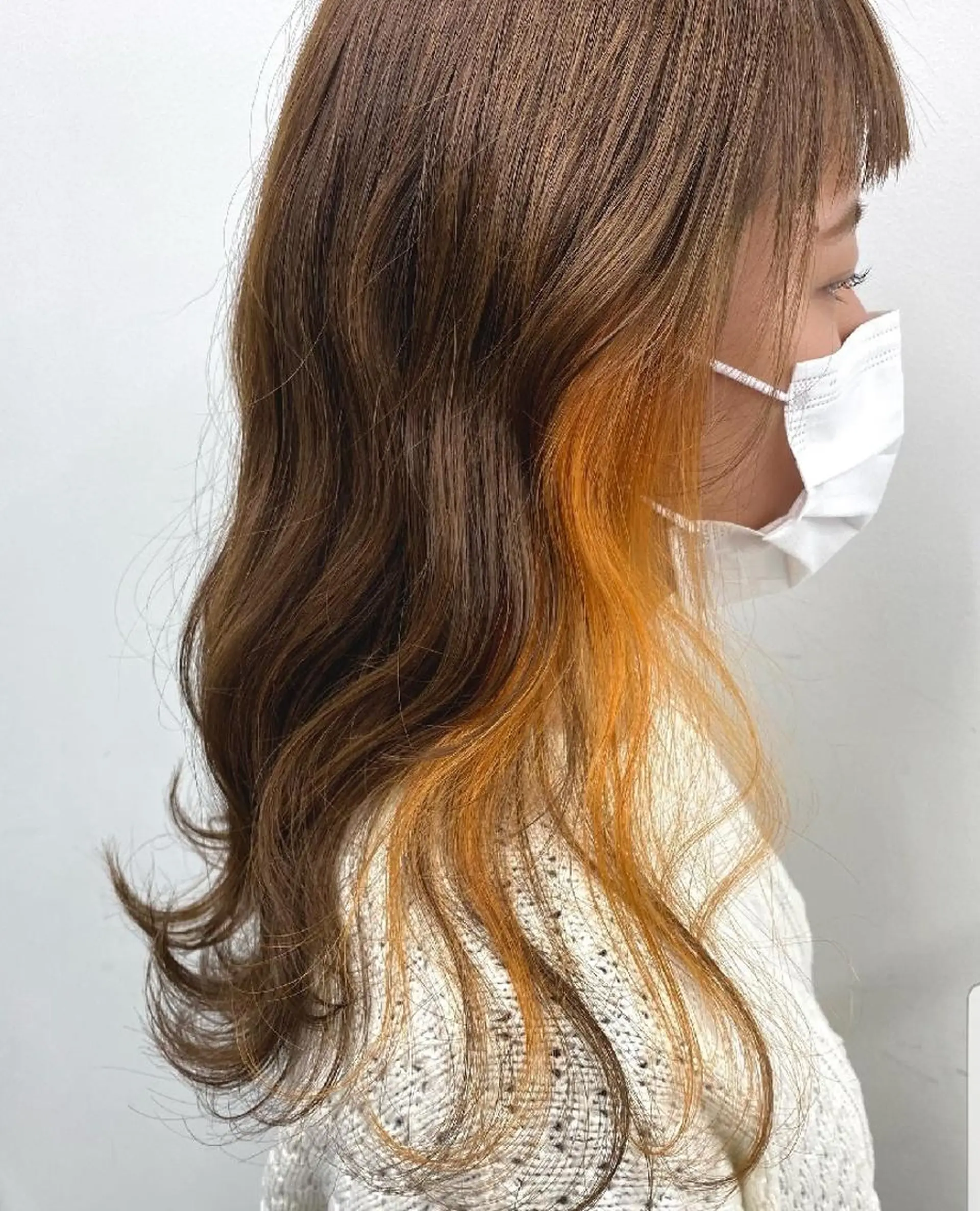 ロング カラー パーマ ヘアアレンジ インナーカラー オレンジ カット ヘアカラー トリートメント ナチュラル・抜け感 永井　賢三のヘアスタイル