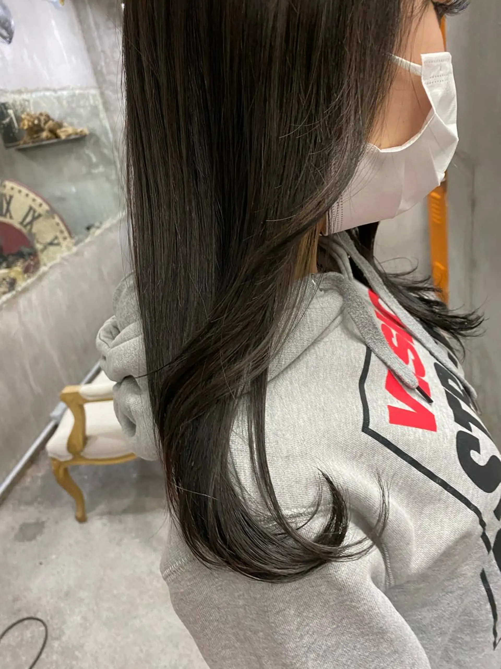 ロング カラー パーマ ヘアアレンジ メンズ 黒髪 透明感カラー お任せヘア☘️☘️ 及川渚のヘアスタイル