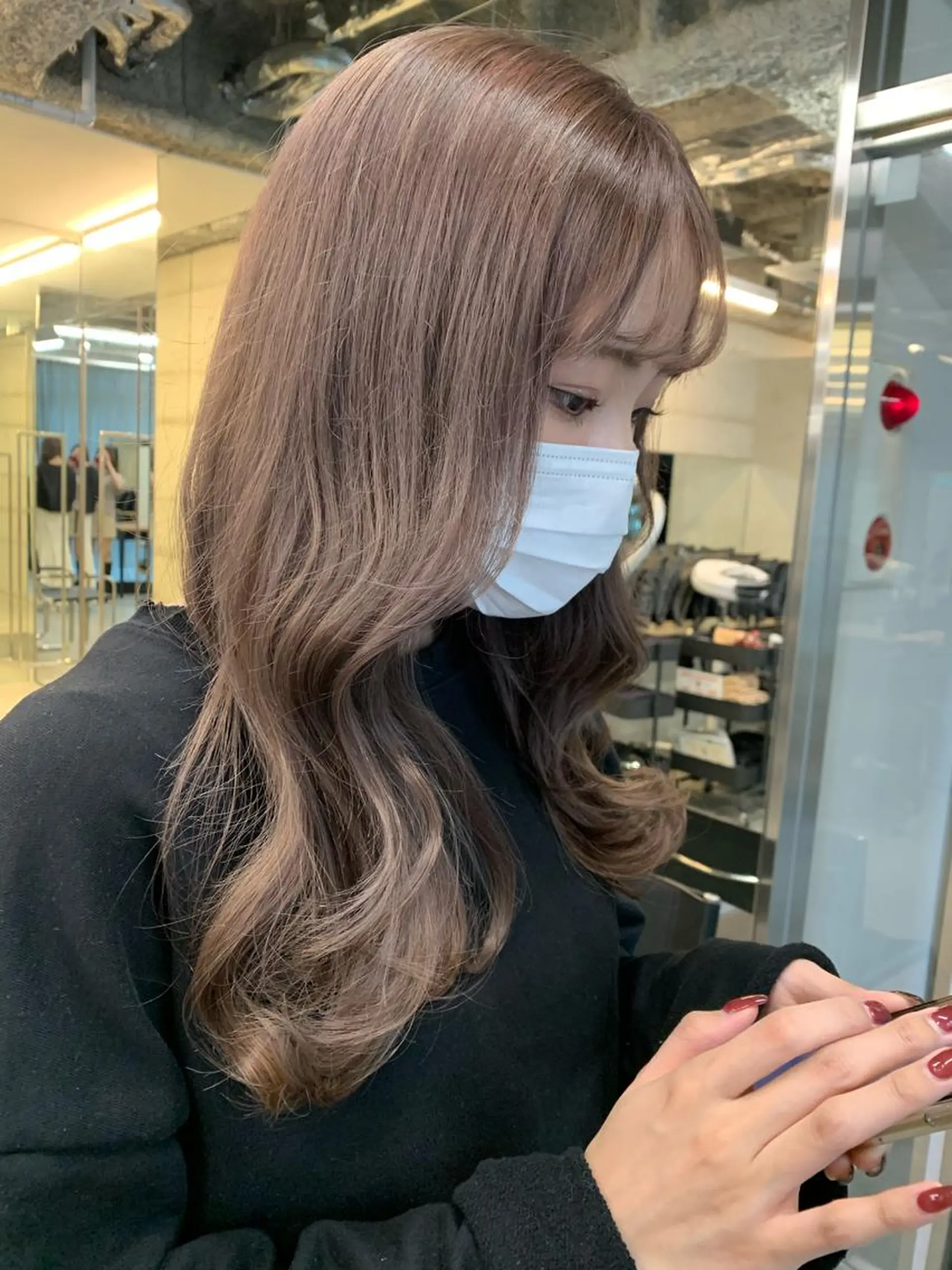 ミディアム カラー カット ヘアカラー トリートメント ヘッドスパ ヘアセット 透明感/オリーブ/ グレージュ/YUKAのヘアスタイル