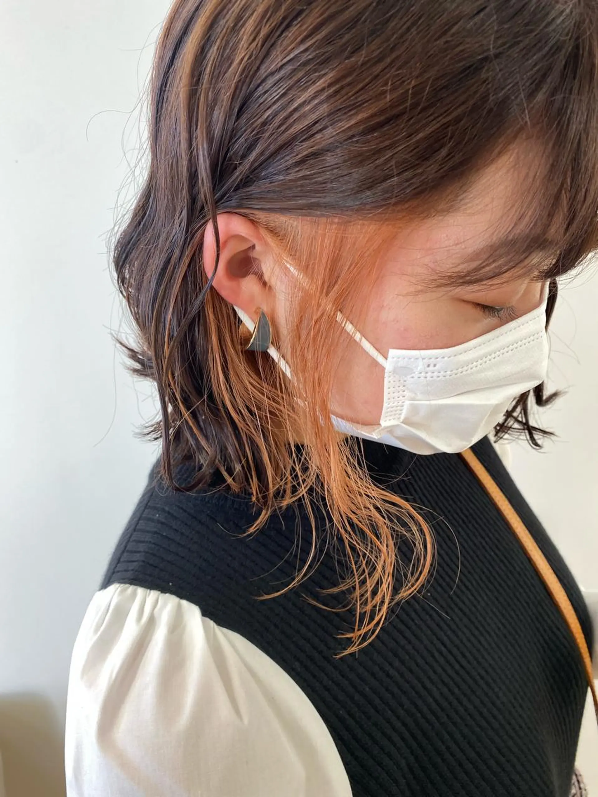 ミディアム カラー ベージュカラー オレンジ オレンジベージュ ヘアカラー トリートメント ヘアセット ハイトーン/ウルフ /レイヤー/坂野幸伸のヘアスタイル