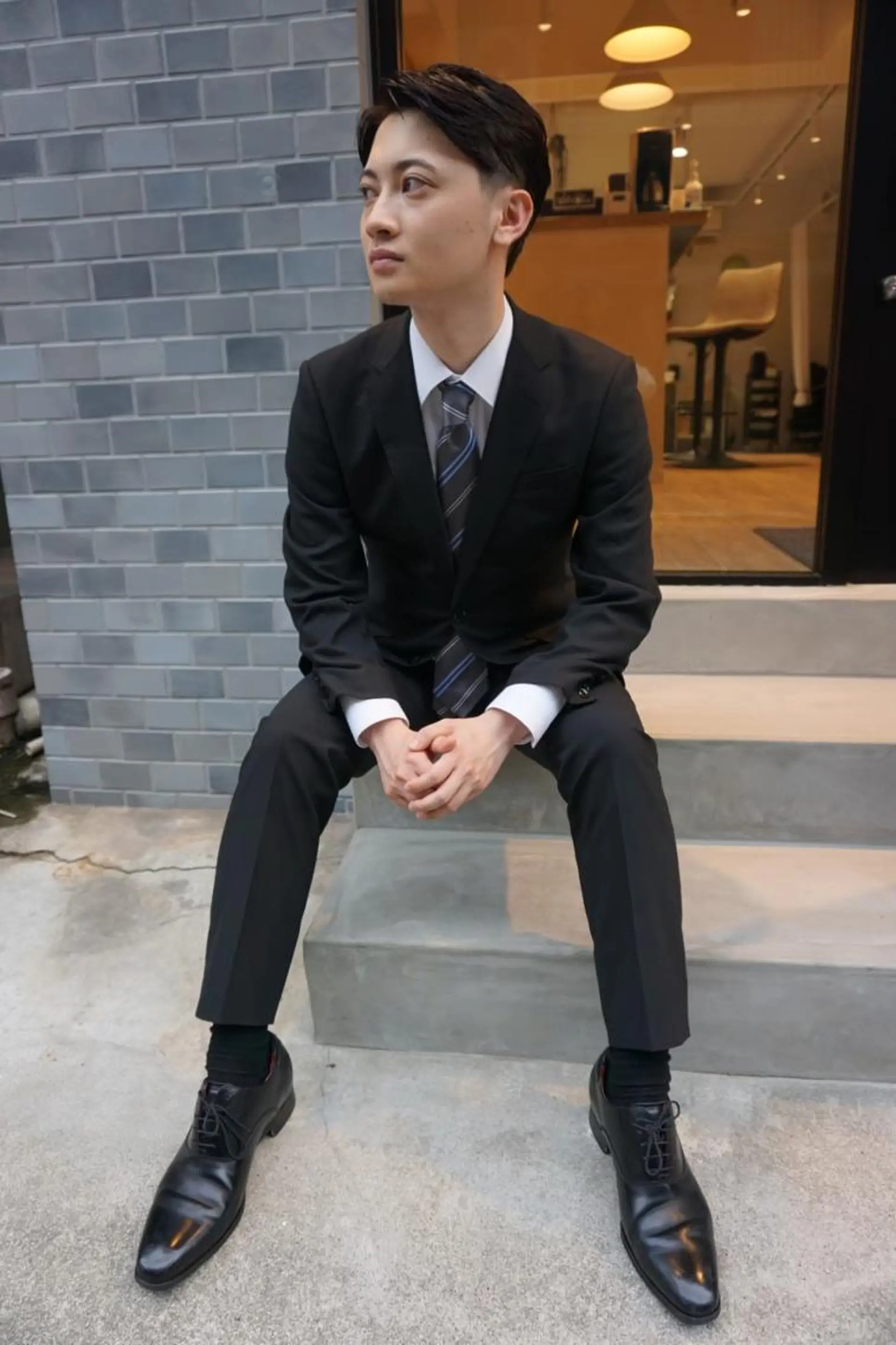 ショート メンズ アップバング ビジネス マッシュ メンズパーマ メンズツイストパーマ カット 高橋 英彦のヘアスタイル