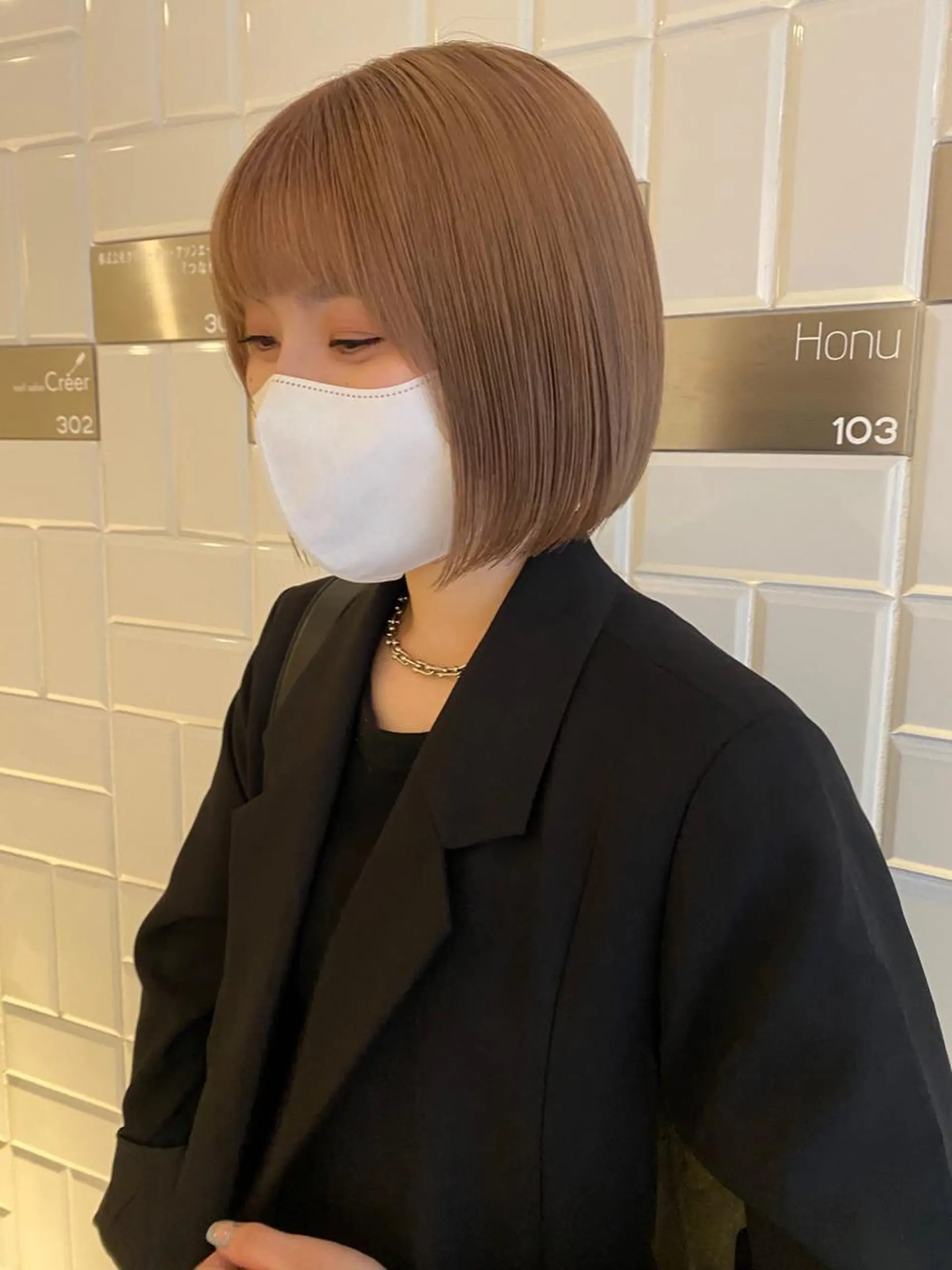 ショート カラー ベージュカラー アオイ🩵暖色 /まろやかカラーのヘアスタイル