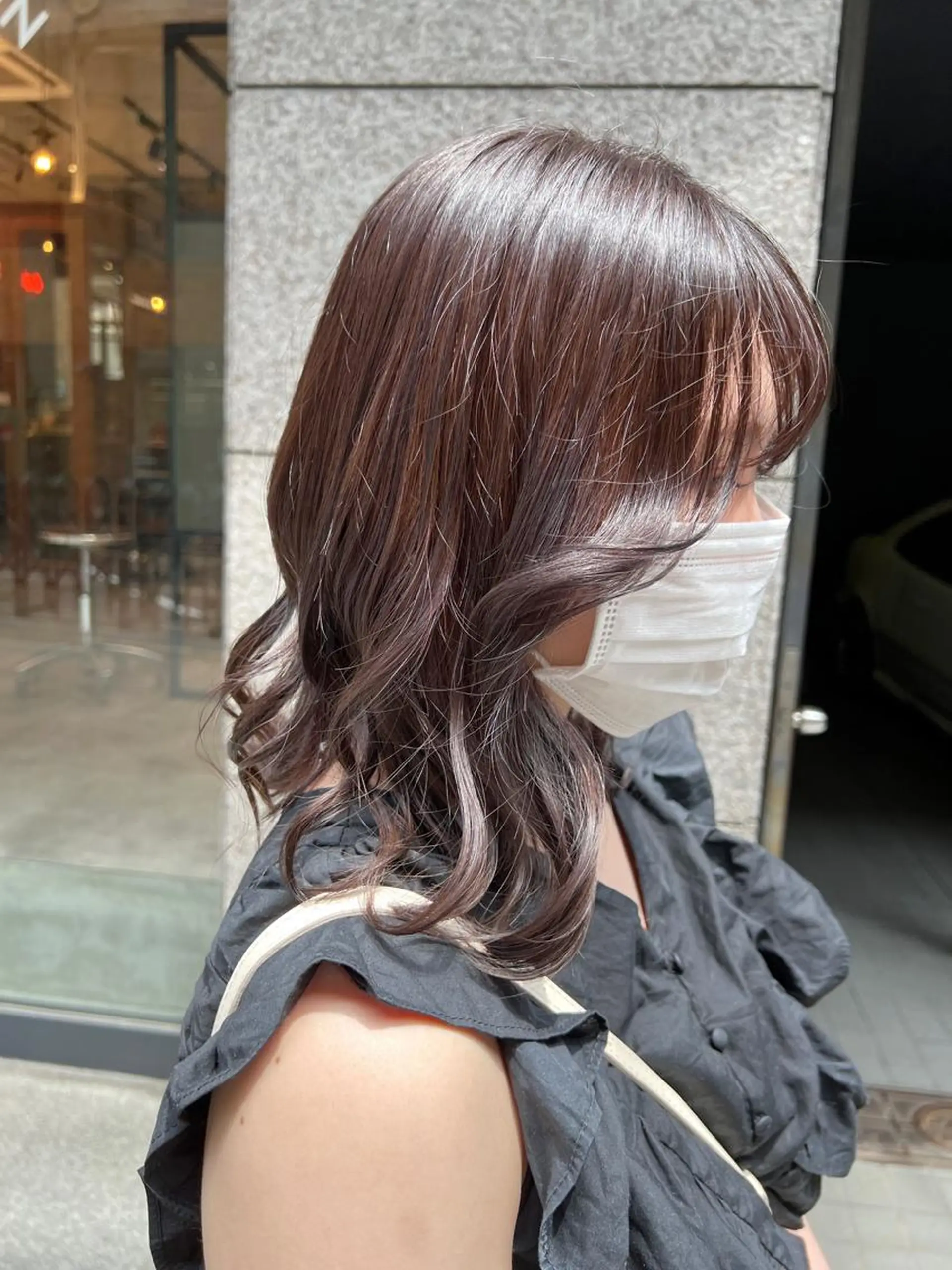 セミロング カラー グレージュ ラベンダーカラー ラベンダーグレージュ ラベンダーグレー ノイシキ サキのヘアスタイル