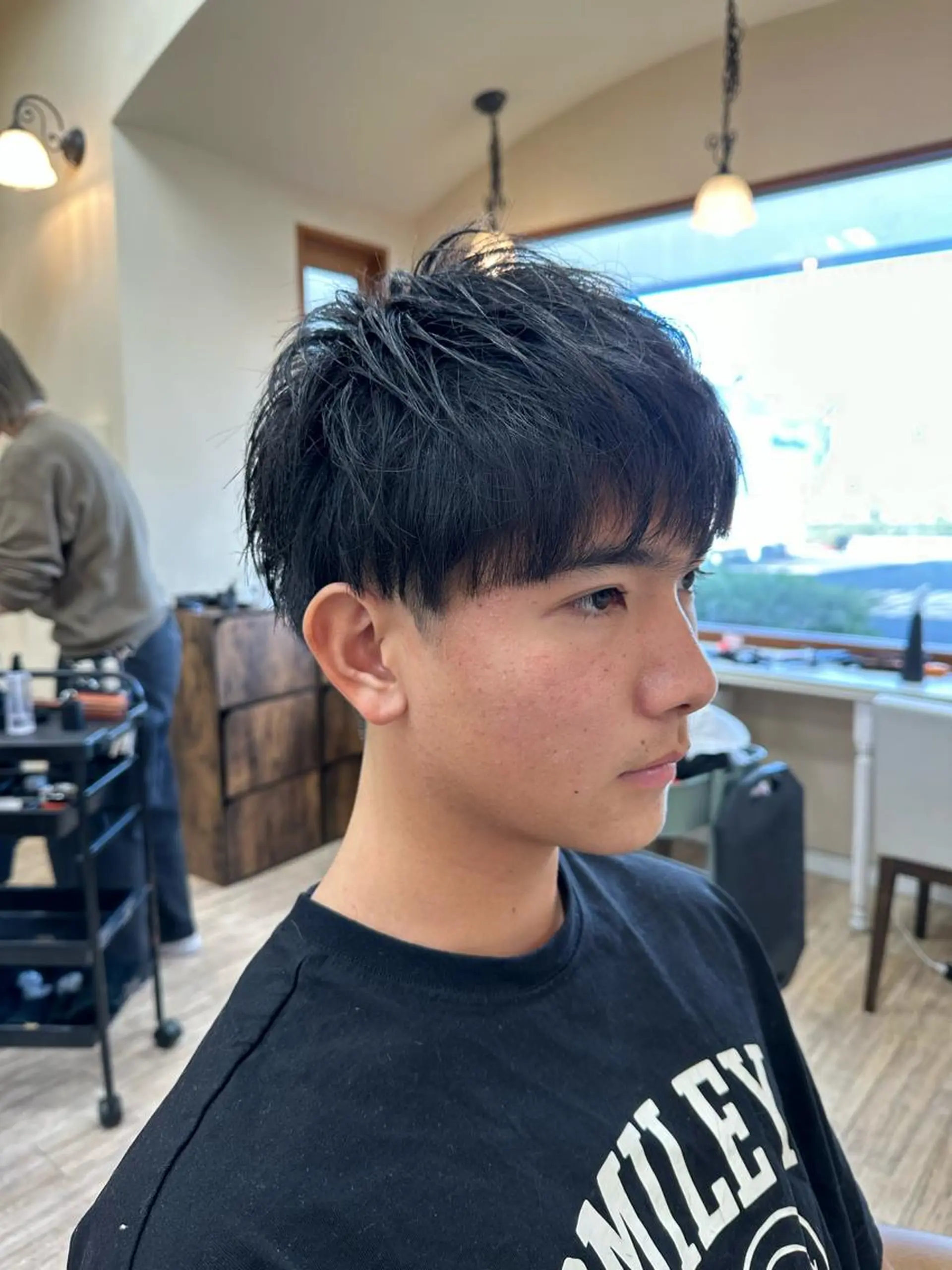 ショート カラー パーマ メンズ メンズブリーチ メンズハイライト メンズパーマ スペインカール スパイキーショート Gain KAKKY 千種/池下駅3分のヘアスタイル