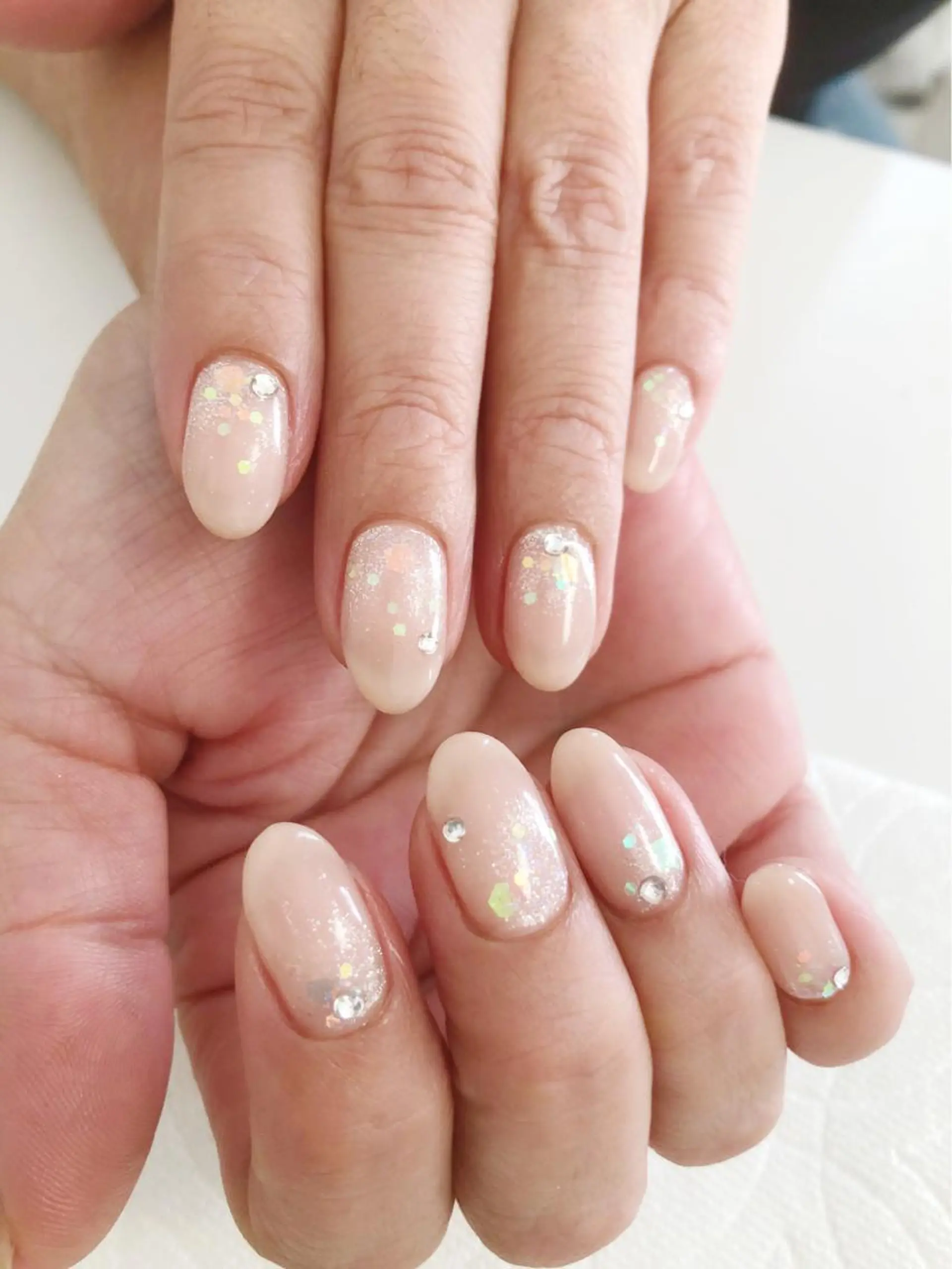 ネイル ラメ(グリッター) ワンカラーネイル ストーンネイル 黒沢 直子のネイルデザイン