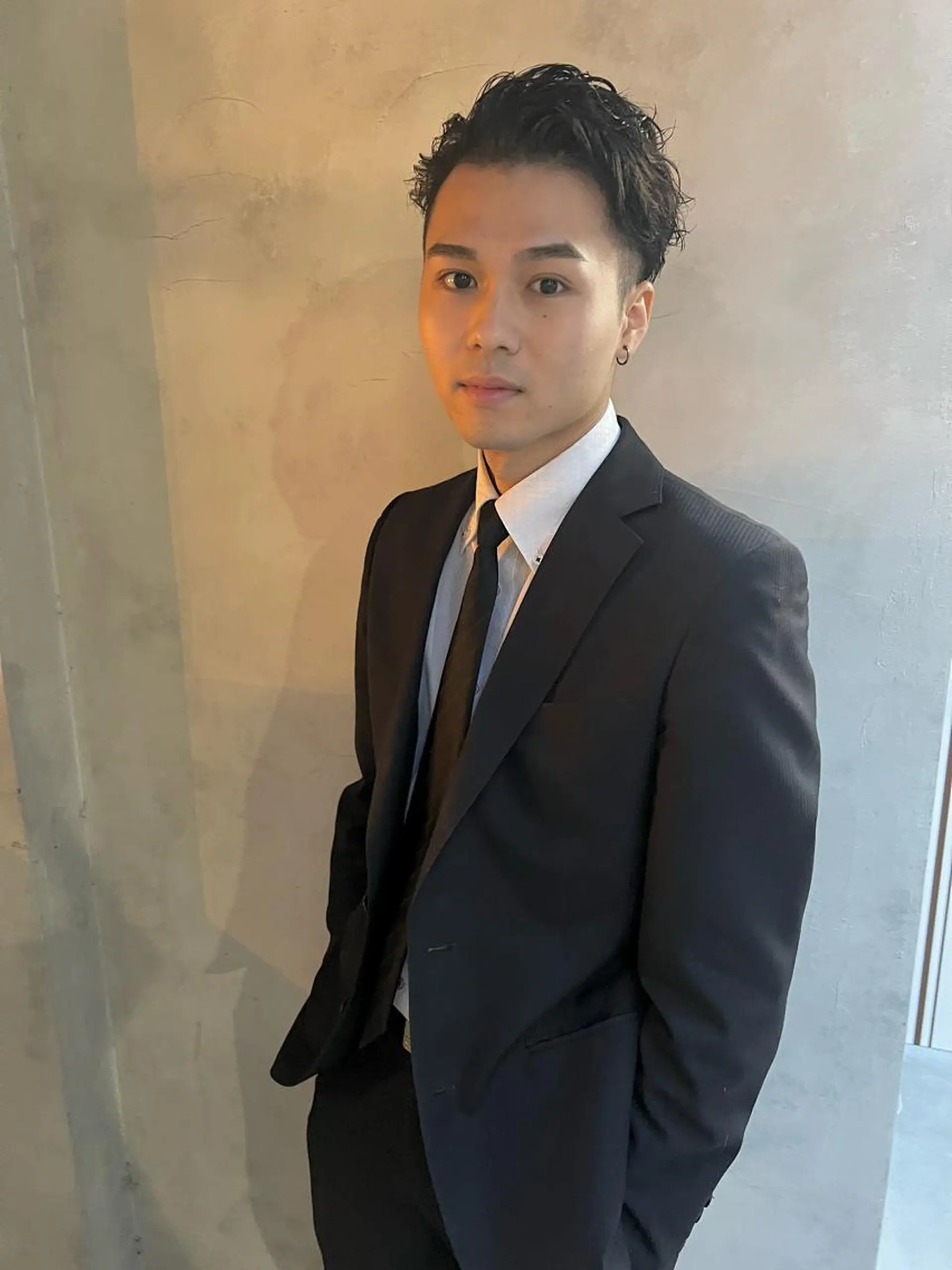 ショート カラー パーマ メンズ kiitos所属・関西センターパート メンズモデル募集のヘアスタイル