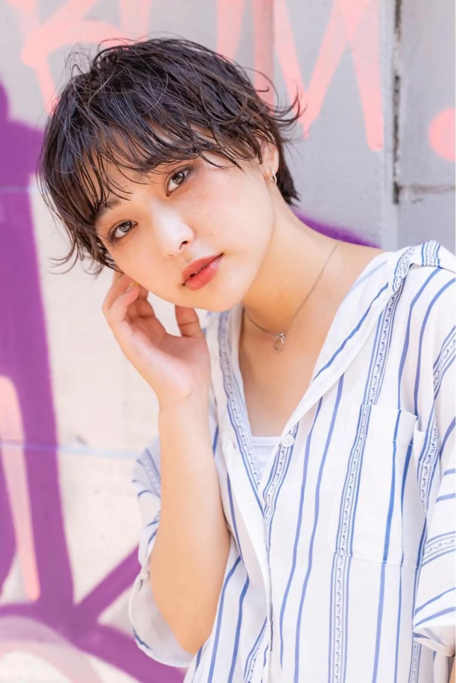 ショート カラー パーマ パーマ トリートメント ヘアセット 新宿/韓国ヘア/ 髪質改善ストレートのヘアスタイル