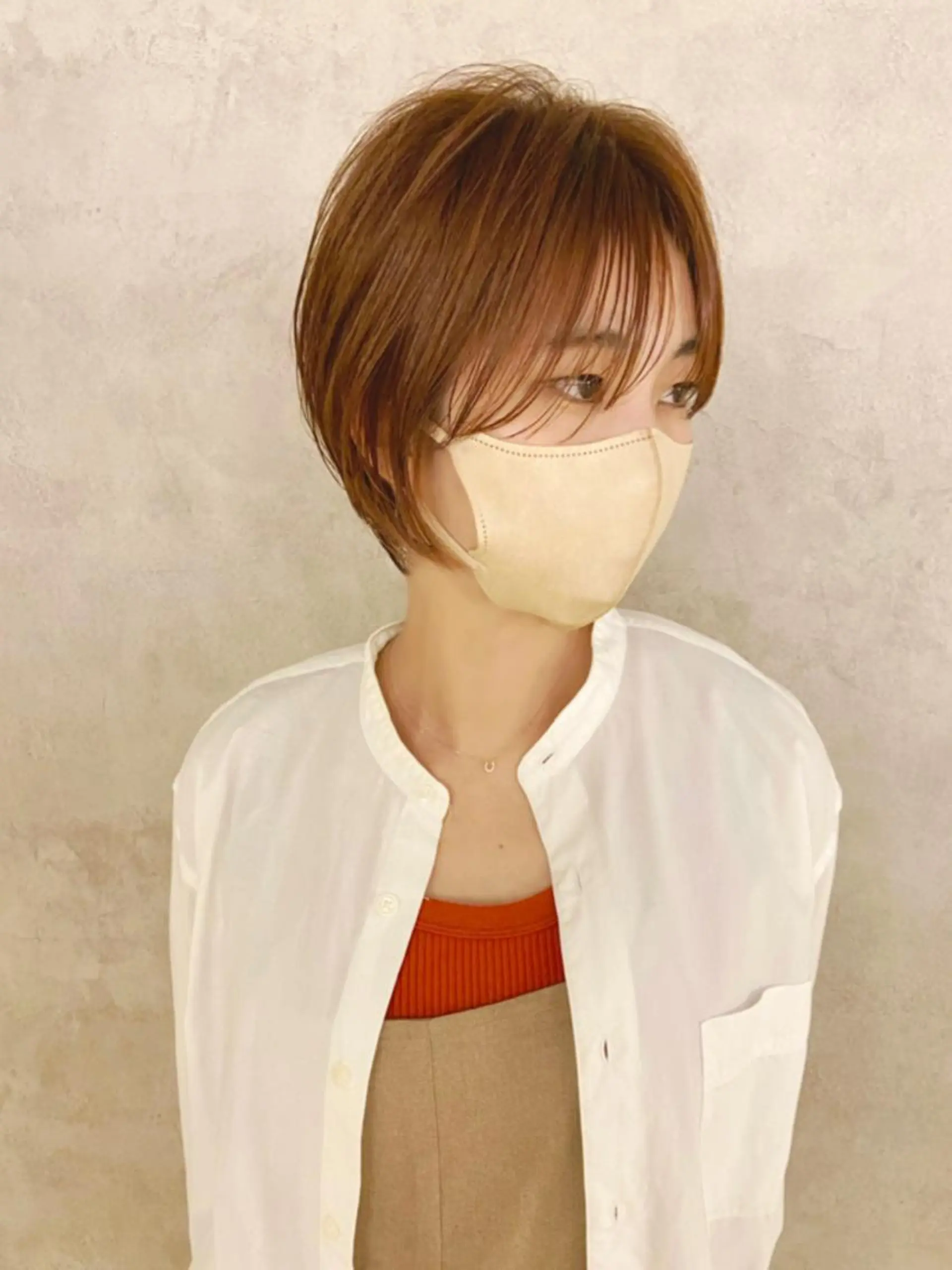 ショート カラー ハンサムショート ベージュカラー オレンジ オレンジベージュ ショートヘア ヘアカラー gotoday shiare salon渋谷モディ店所属・大人ヘア/ショート/ ボブ/レイヤーのヘアスタイル