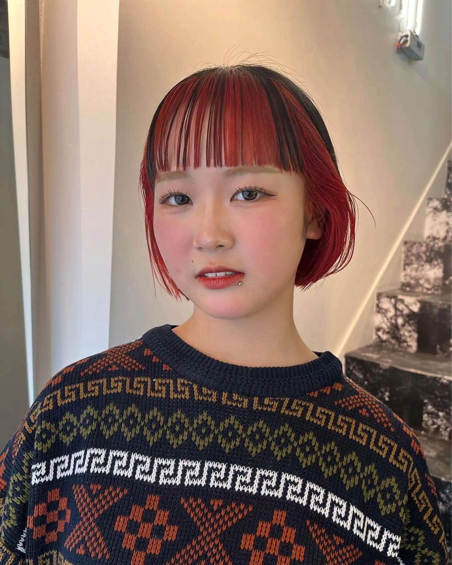 ショート カラー パーマ ヘアアレンジ メンズ キッズ デザインカラー 原宿/キシタのヘアスタイル