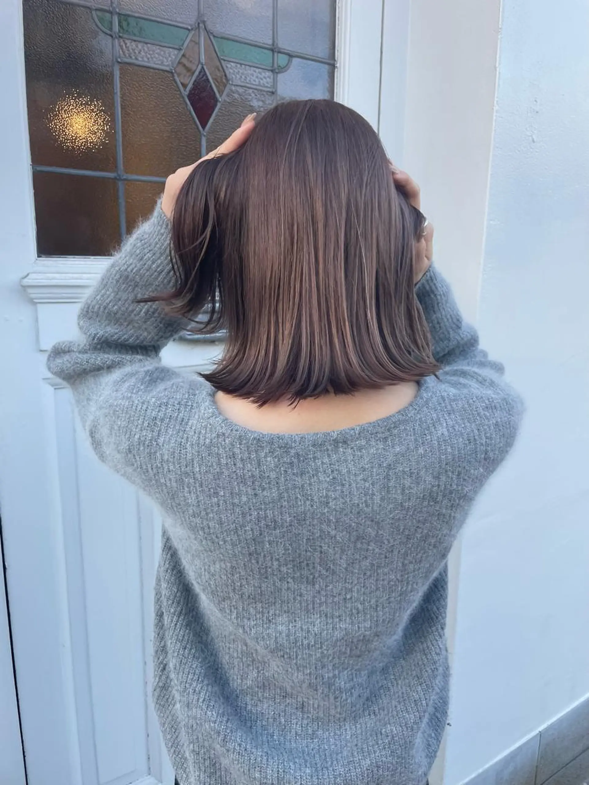 ミディアム カラー ブリーチ ブラウンカラー ラベンダーカラー ラベンダーピンク ピンクカラー ヘアカラー トリートメント h a k u 大倉 卓人のヘアスタイル