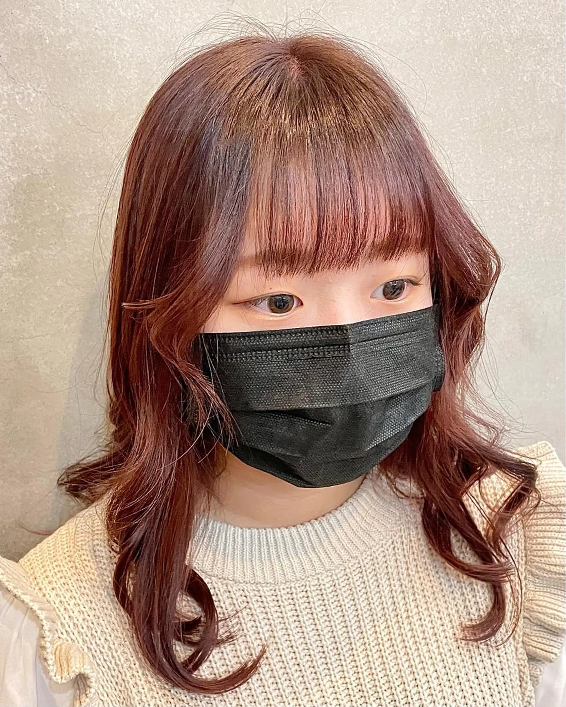 セミロング カラー 顔周りカット カット ヘアカラー トリートメント 【ピンク/韓国ヘア/ ヘアセット】亜海のヘアスタイル