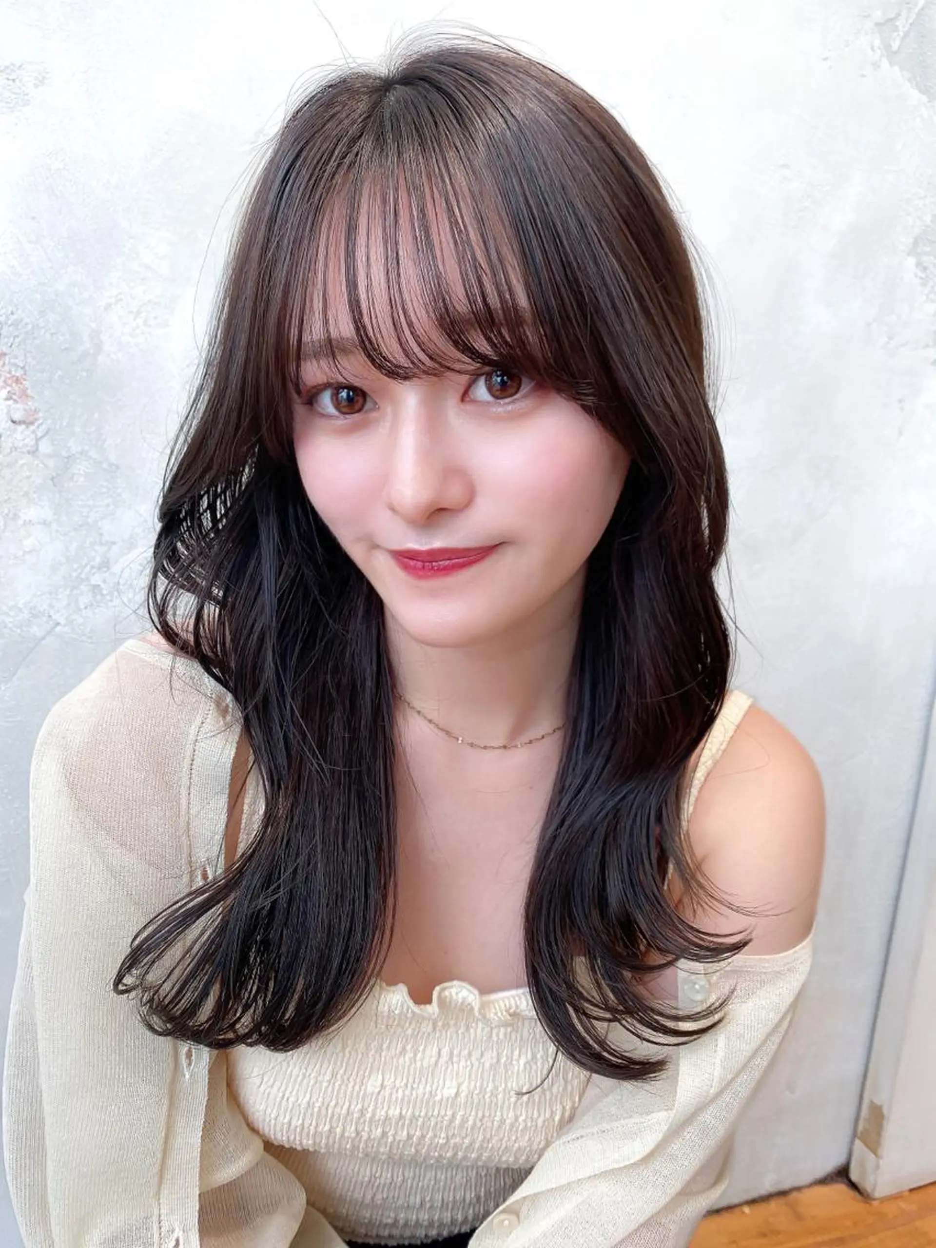 セミロング カラー ベージュカラー ブラウンカラー ブラウンベージュ くびれヘア 顔周りカット カット ヘアカラー トリートメント 顔周り/くびれヘア 韓国ヘア💕風間るなのヘアスタイル