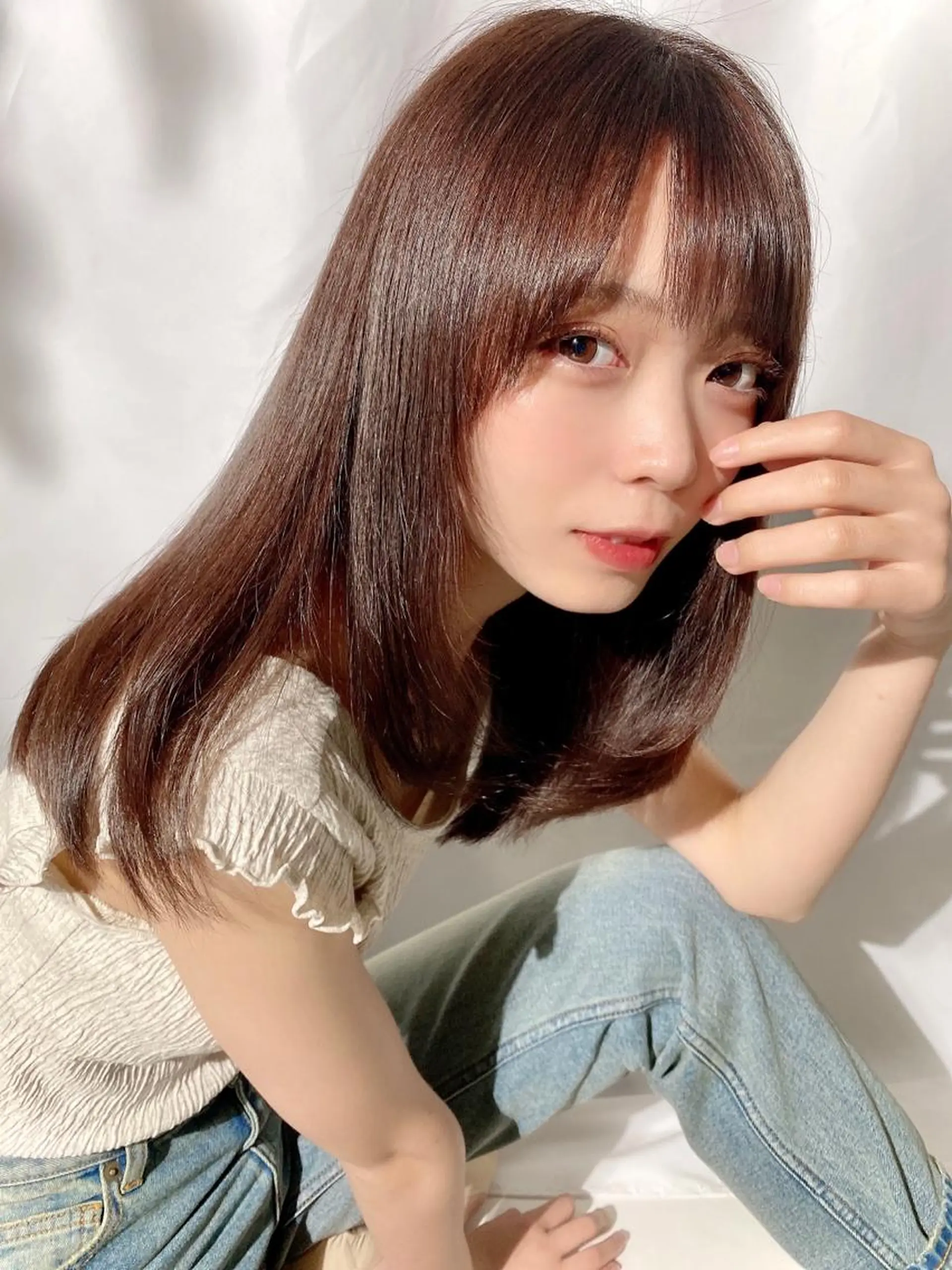 セミロング カット 縮毛矯正 トリートメント 🧡くびれヘア/前髪 顔周り🧡久原結衣のヘアスタイル