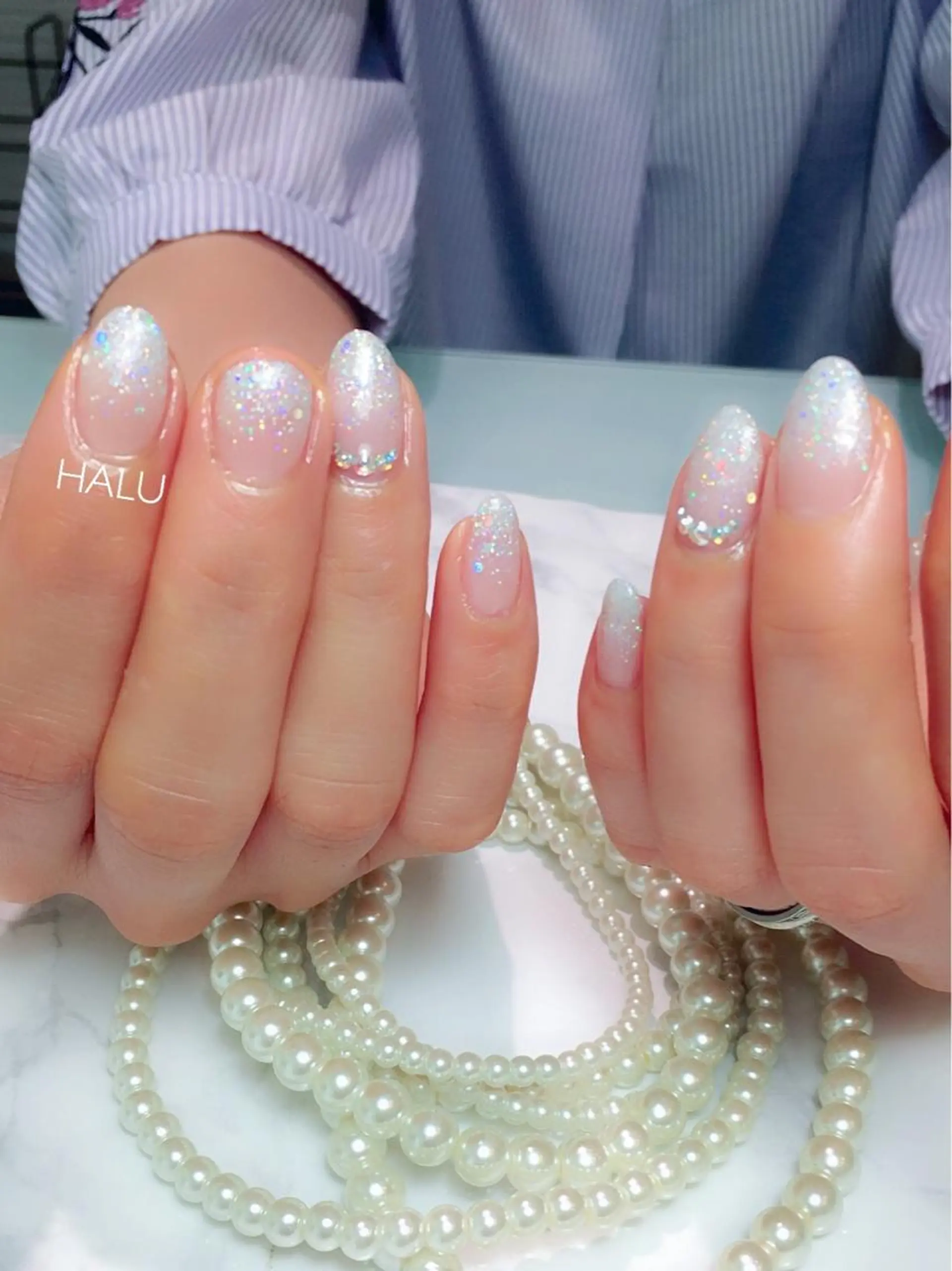 ネイル グラデーション ラメ(グリッター) ラメグラデーション HALU ハルのネイルデザイン