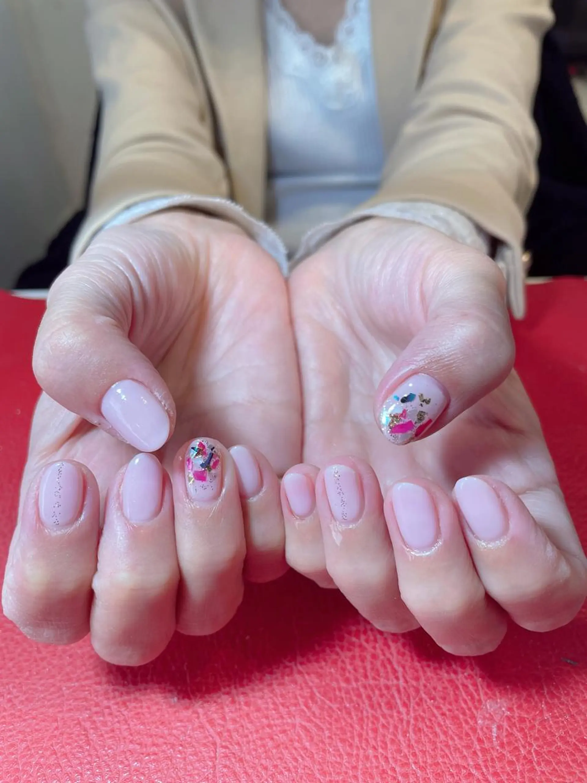 ネイル アートネイル ブルー ダブルフレンチ フレンチネイル ジェルネイル 森田(傅) 霞のネイルデザイン