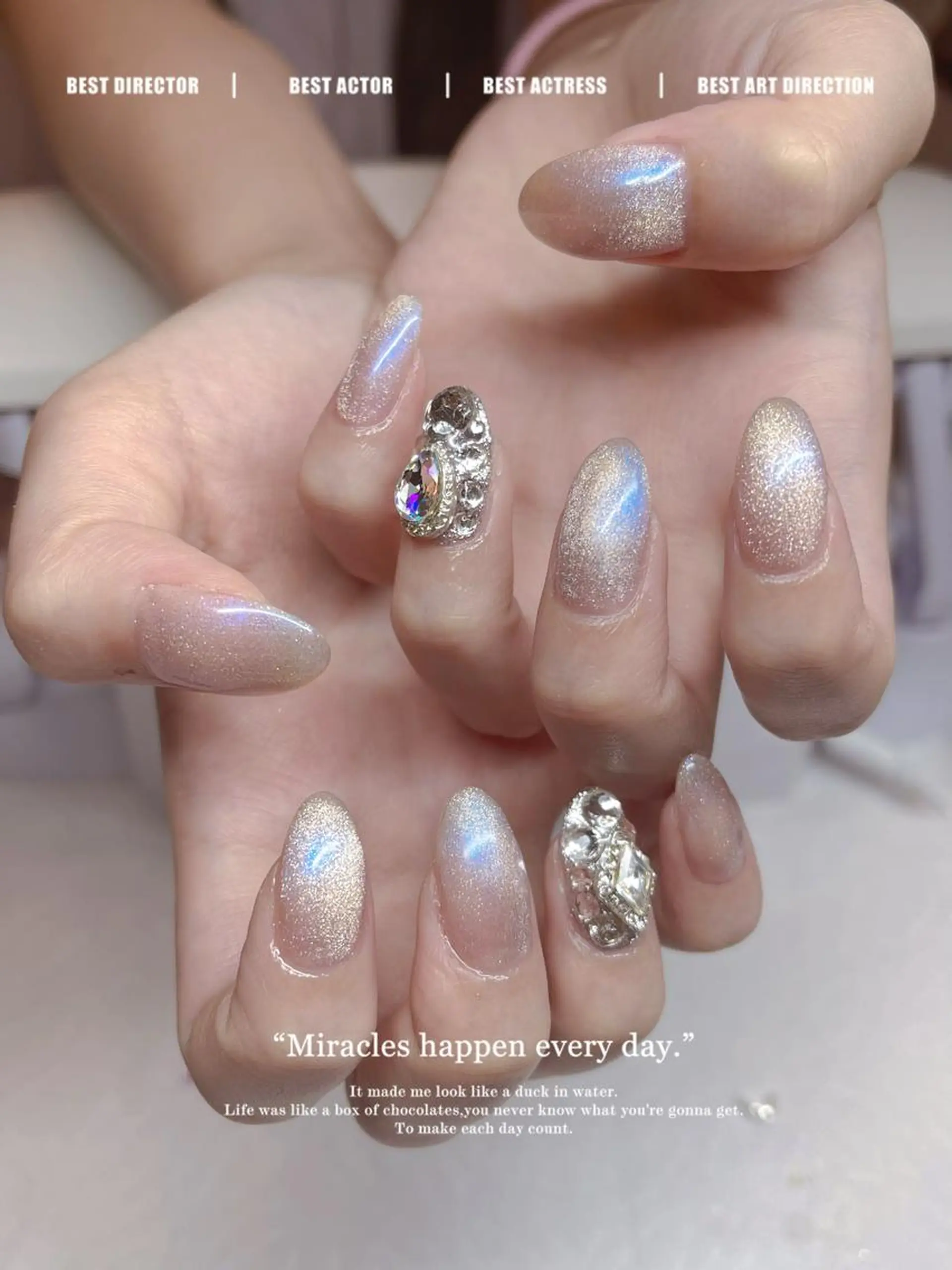 ミディアム ネイル ハンドネイル 長さ出し専門 nynaのネイルデザイン