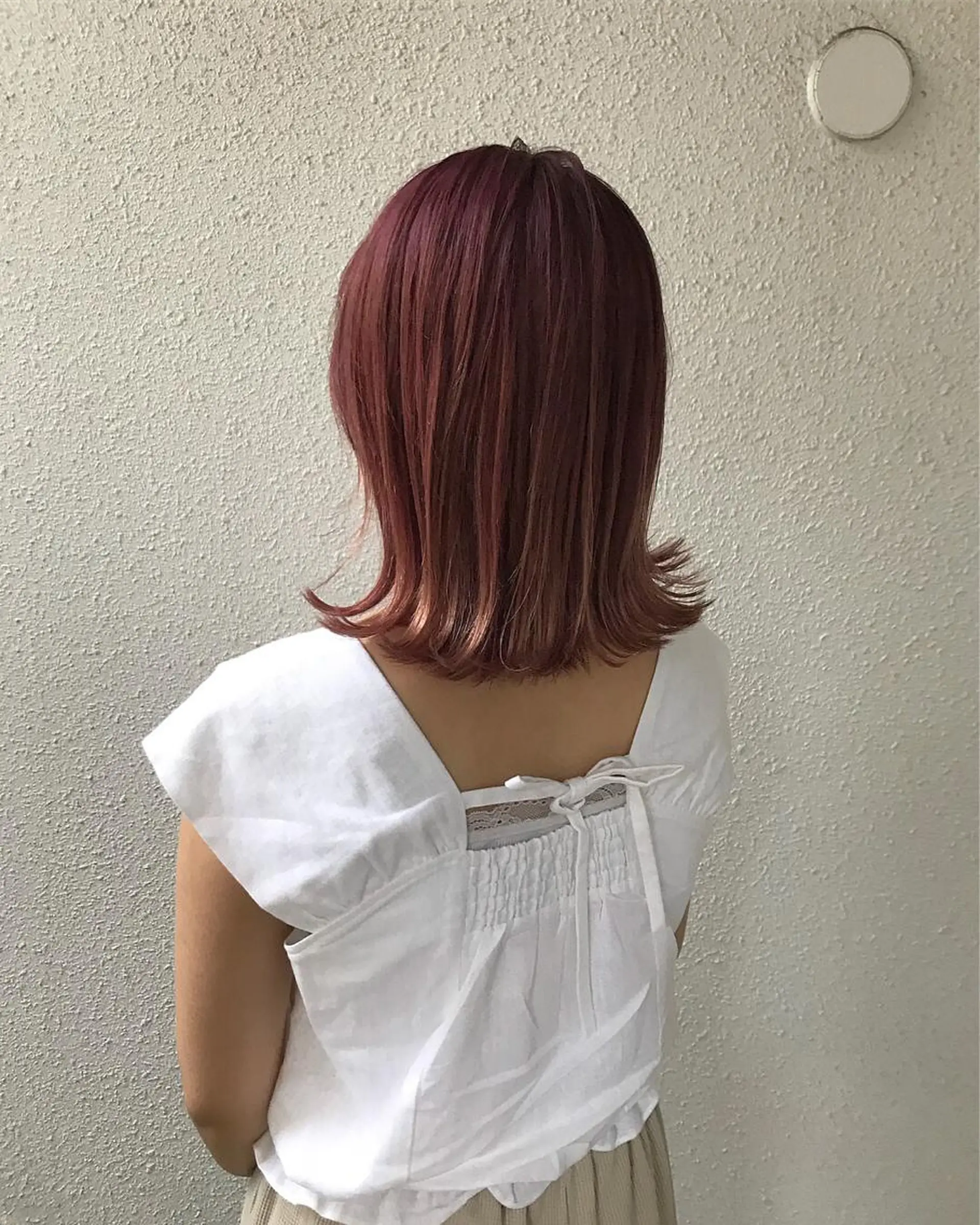 ミディアム カラー ダブルカラー パープルカラー インナーカラー/天神 ブリーチ/吉田のヘアスタイル