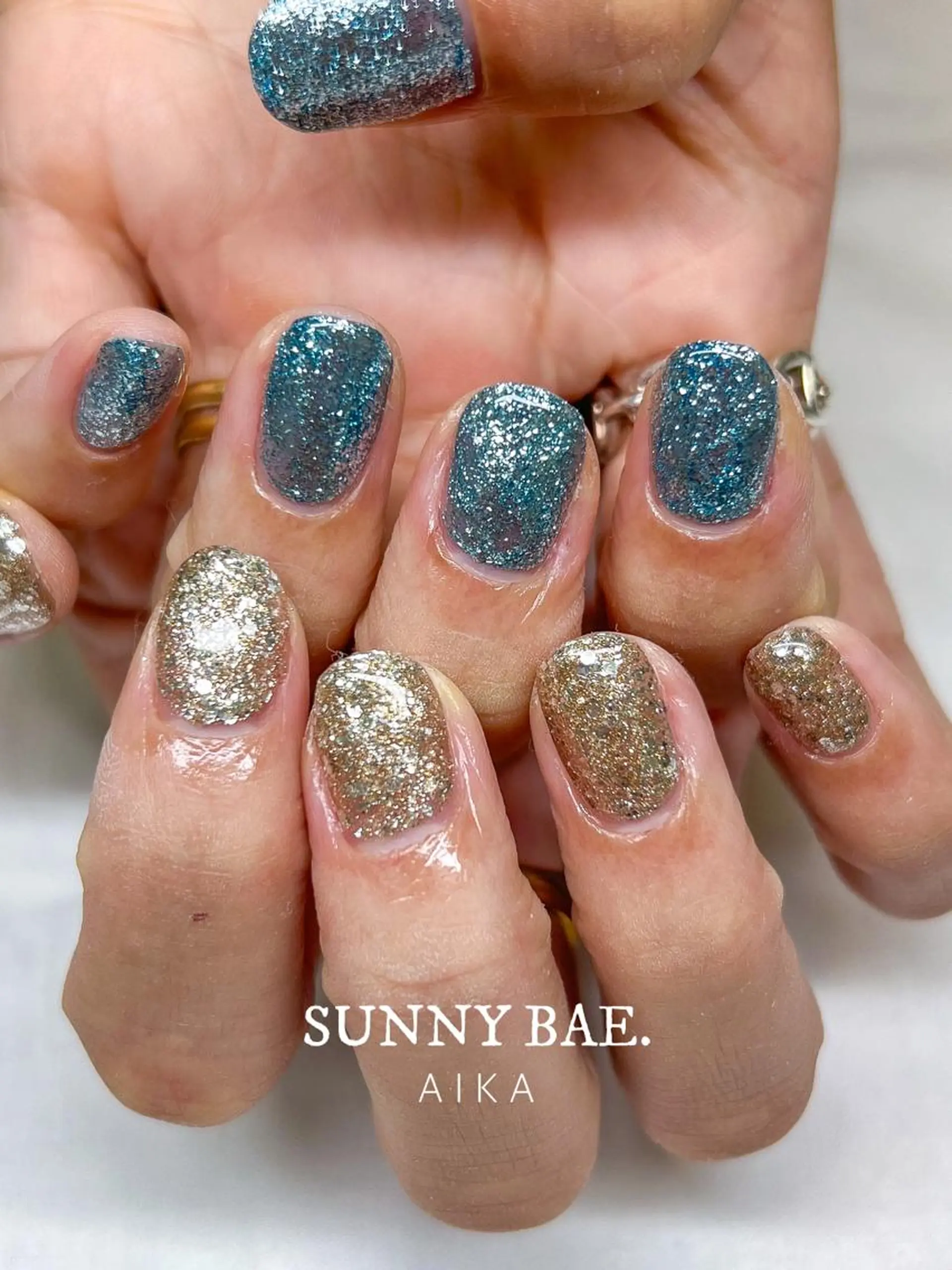 ショート ネイル ショートヘア アートネイル ジェルネイル キラキラネイル ロングネイル SUNNY BAE.所属・Made By AIKAのネイルデザイン