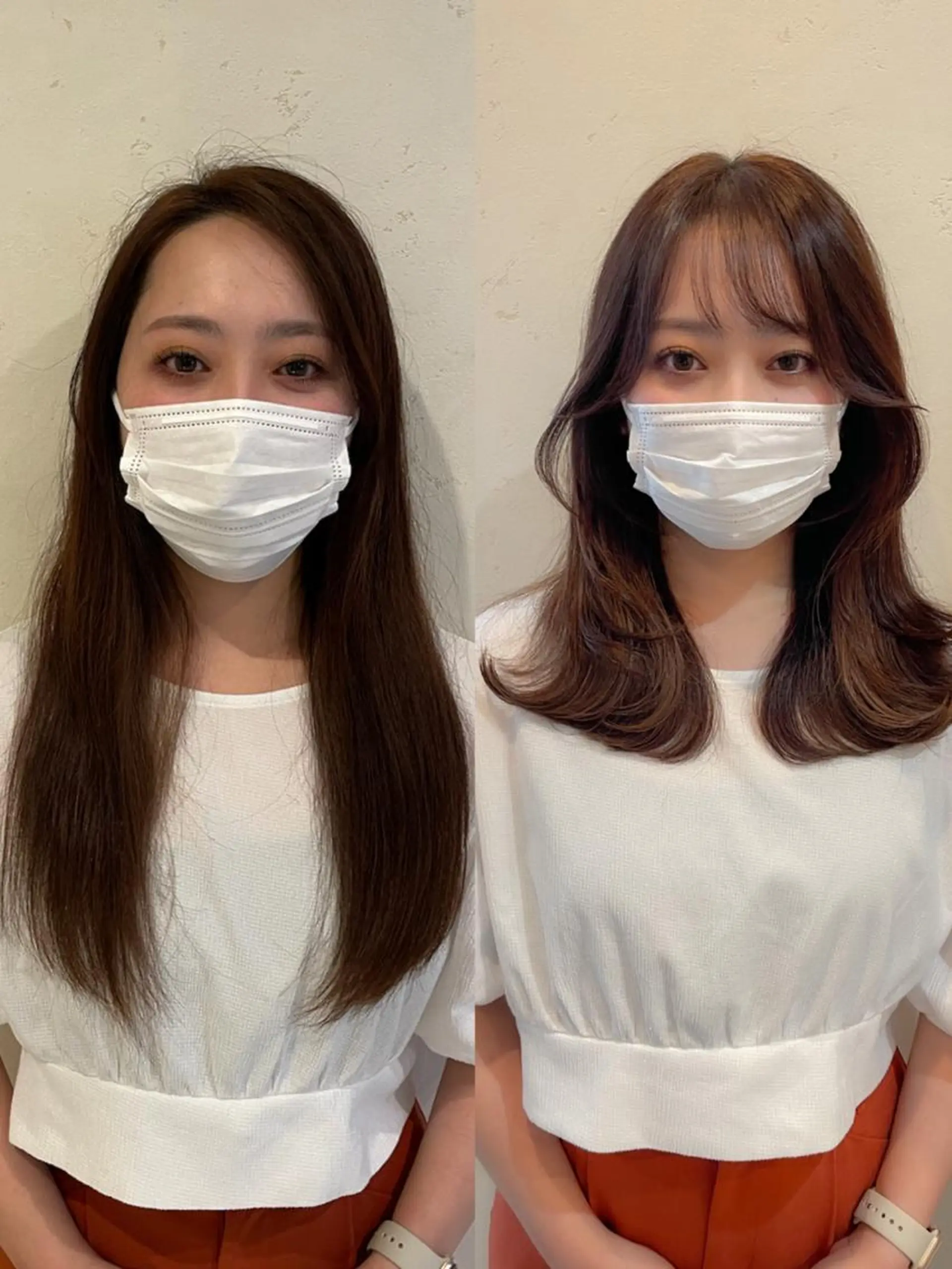 ミディアム カット ヘアカラー トリートメント 🌹ハッシュカット、 レイヤー韓国ヘア🌹のヘアスタイル