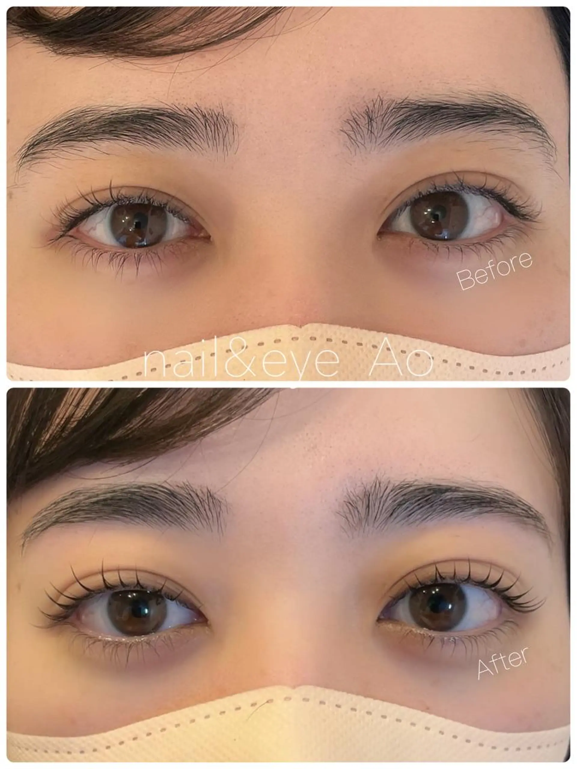 セミロング カラー パーマ ヘアアレンジ メンズ キッズ ネイル マツエク・マツパ アイブロウ Cカール マツパ nail&eye Aoのマツエク・マツパデザイン