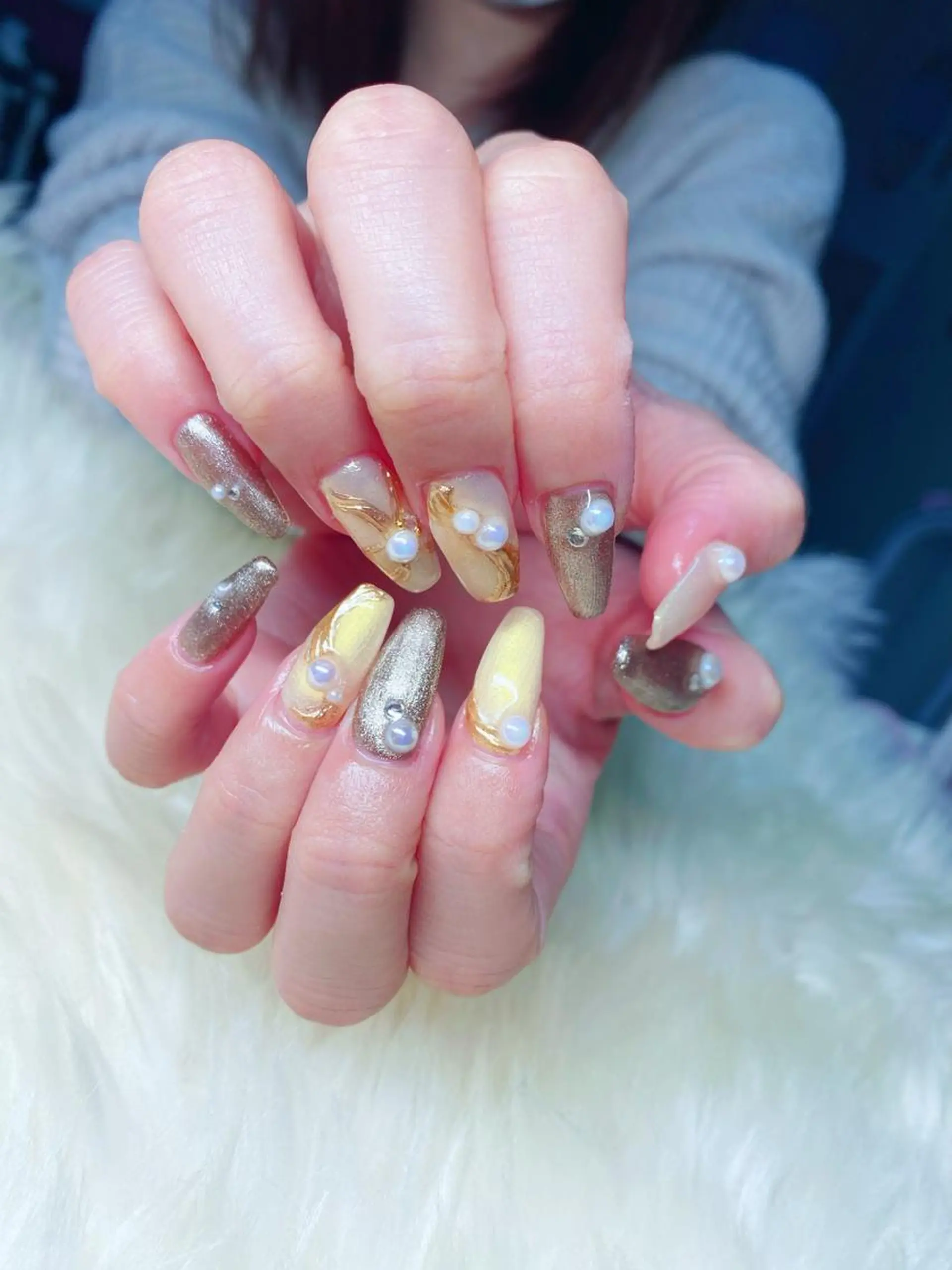 ロング ハンドネイル ハンドケア 💜MIYA nail川崎店のネイルデザイン