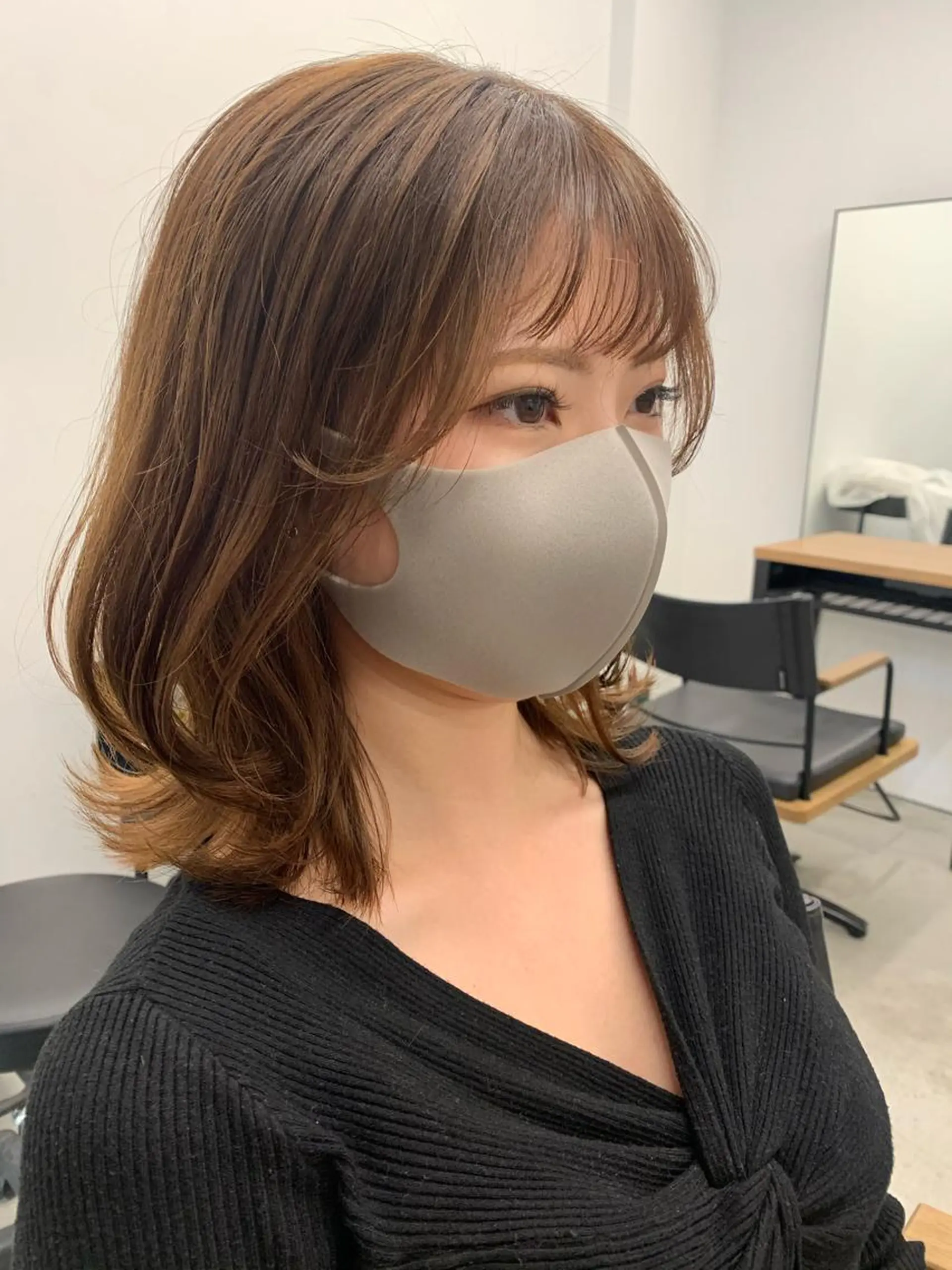 ミディアム カラー 透明感/オリーブ/ グレージュ/YUKAのヘアスタイル