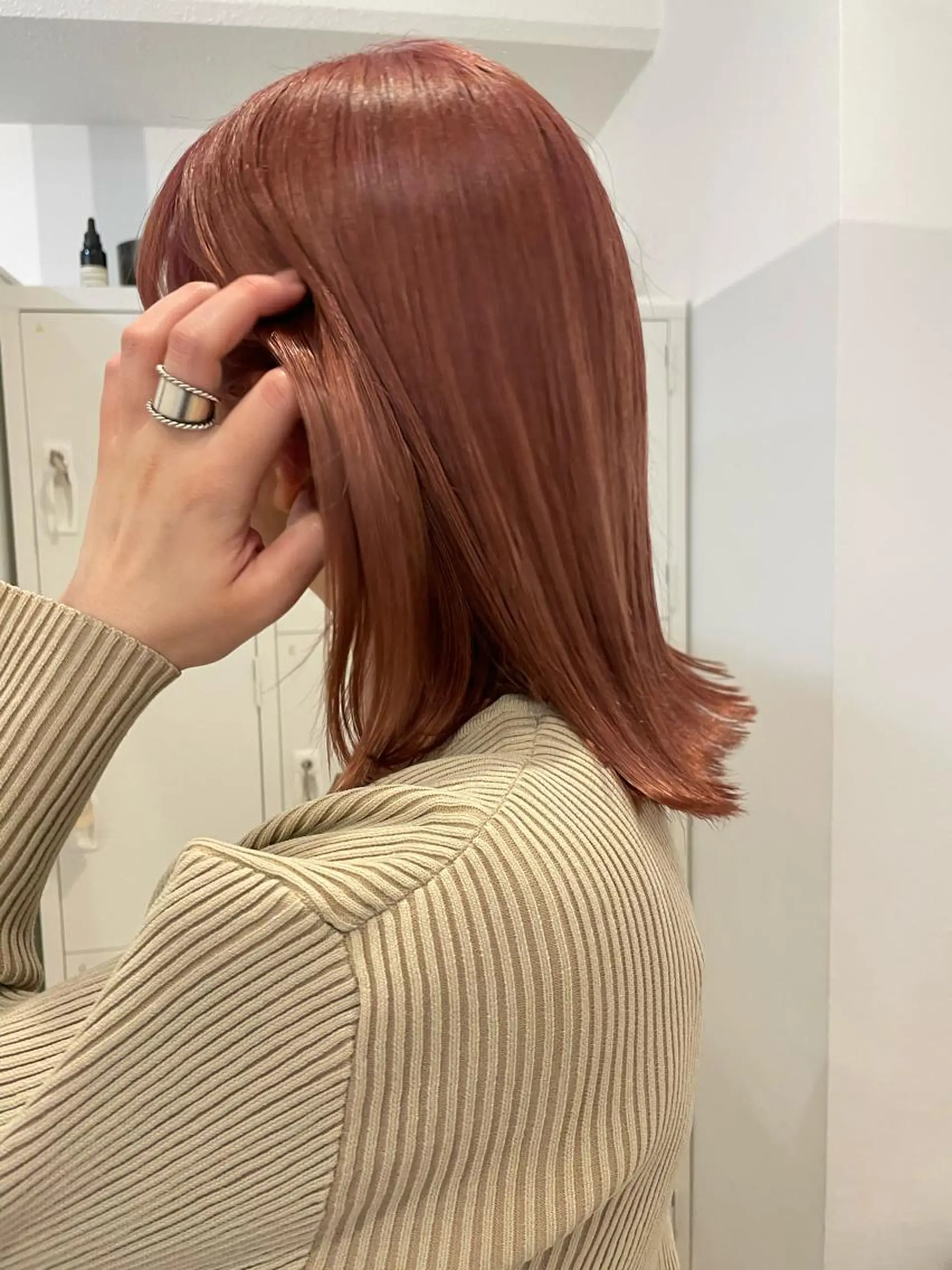 セミロング カラー ベージュカラー オレンジ ピンクカラー ピンクベージュ ヘアカラー 透明感カラー、 アレンジ/miyuのヘアスタイル