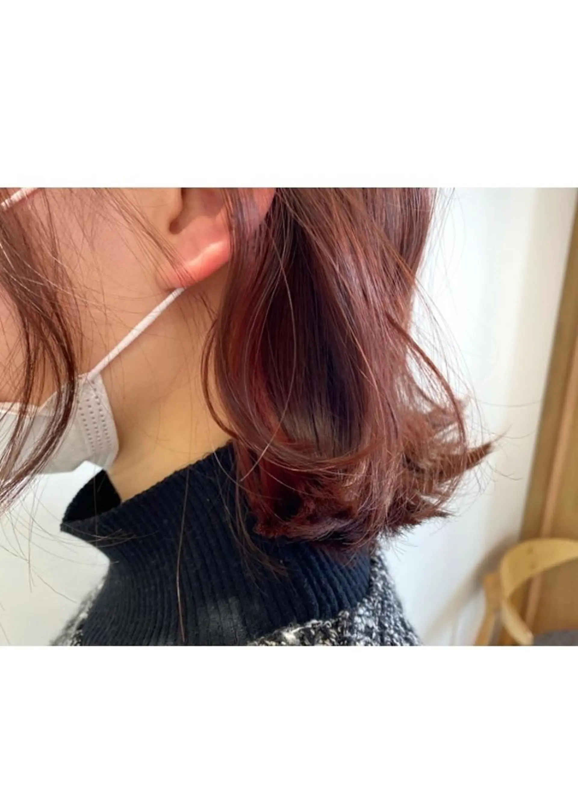 ミディアム カラー ヘアアレンジ ブラウンカラー ピンクカラー ピンクブラウン 小國 綾かのヘアスタイル