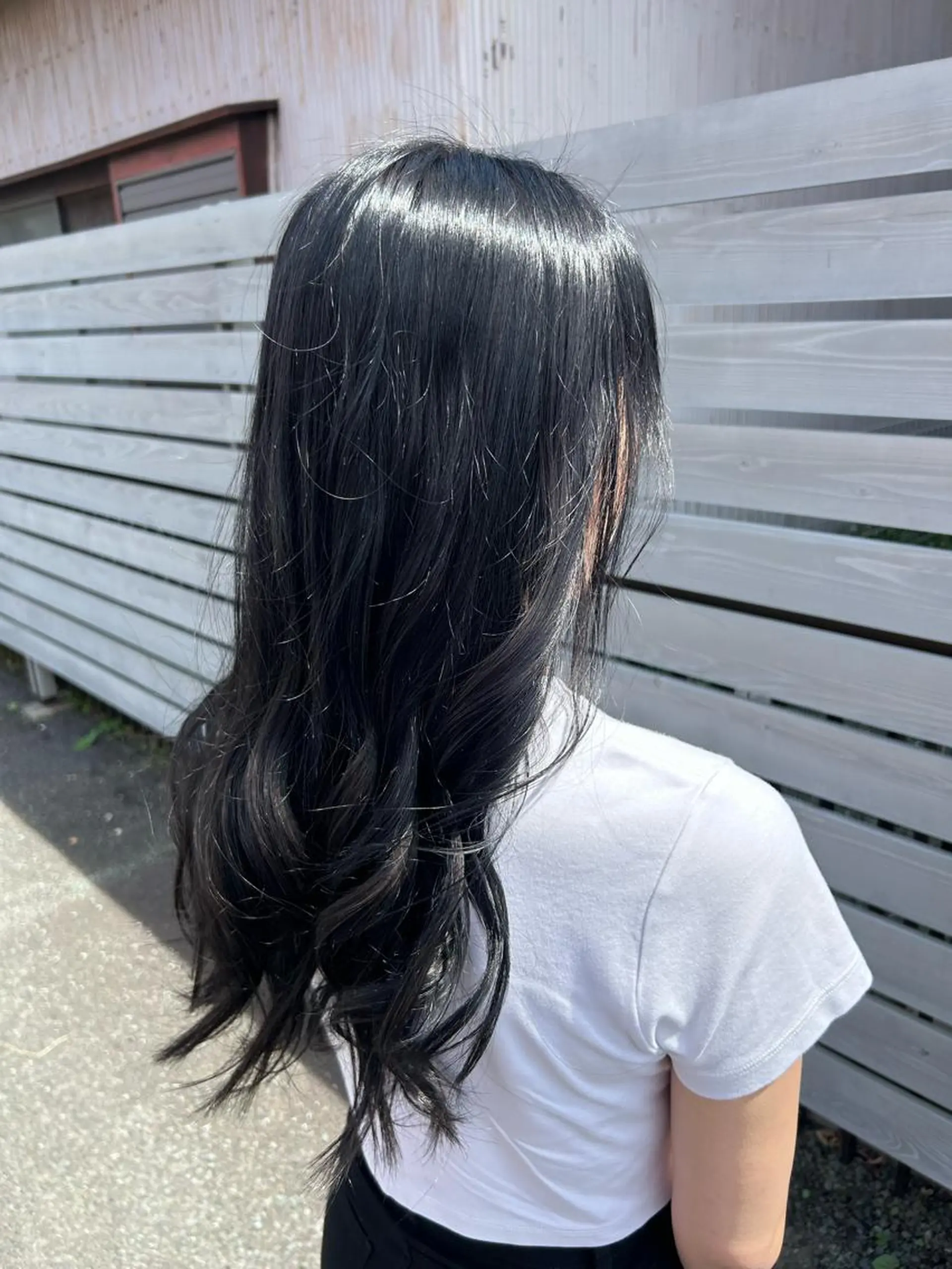 ロング カラー バレイヤージュ 黒髪 ブリーチ ブルーカラー ブルーブラック カット 縮毛矯正 トリートメント 💙ルル💙 ハイトーン/レイヤーのヘアスタイル