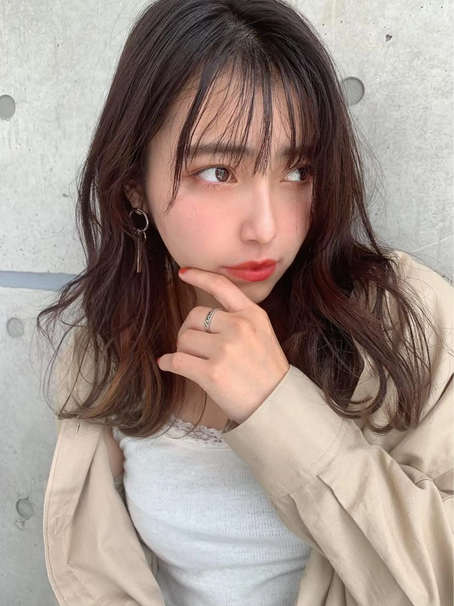 セミロング カラー ブラウンカラー 赤み消し韓国ヘア レイヤー縮毛🤍渡邉のヘアスタイル